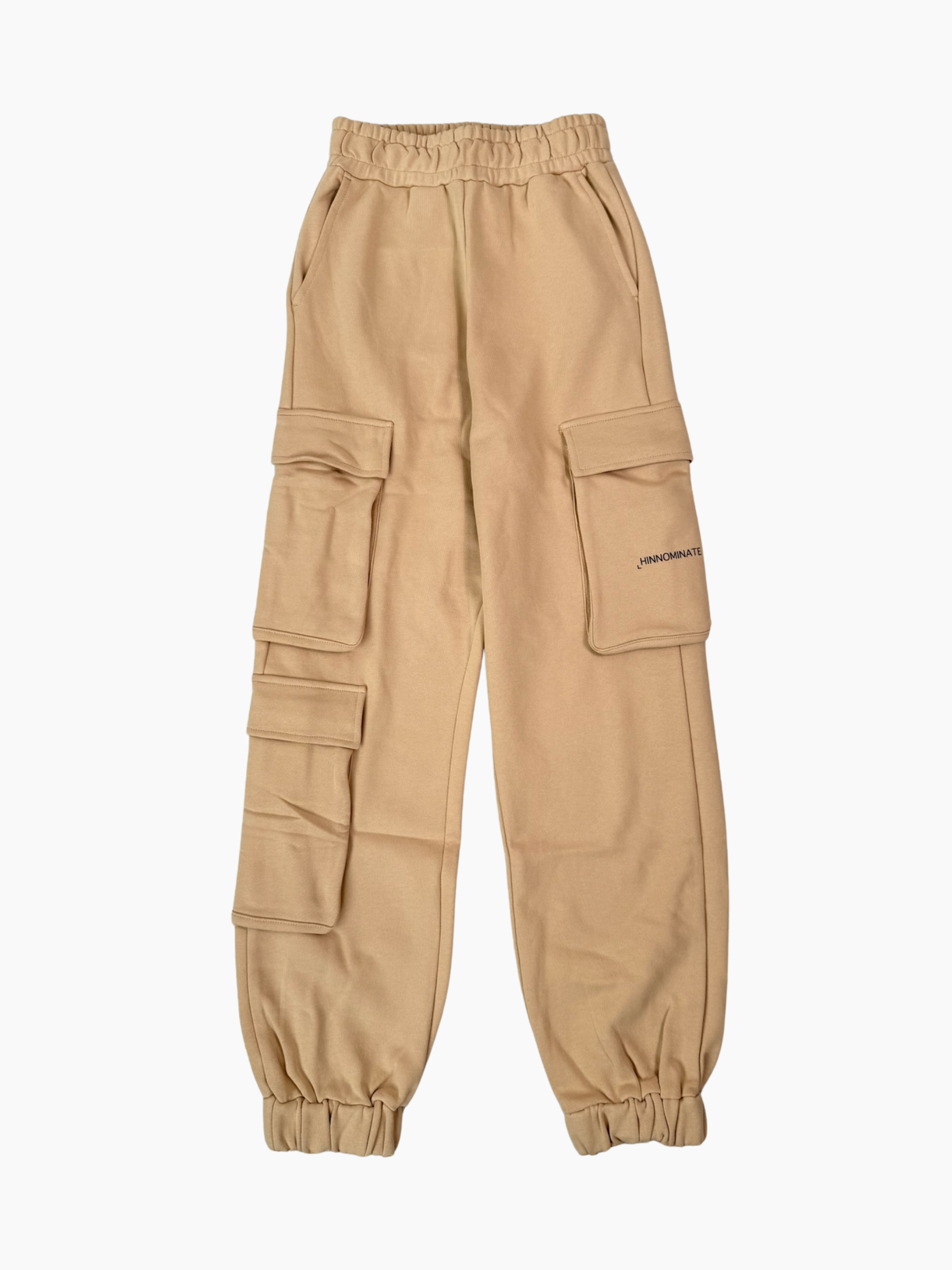 Pantaloni nocciola in cotone Hinnominate con tasche cargo laterali e stampa logo