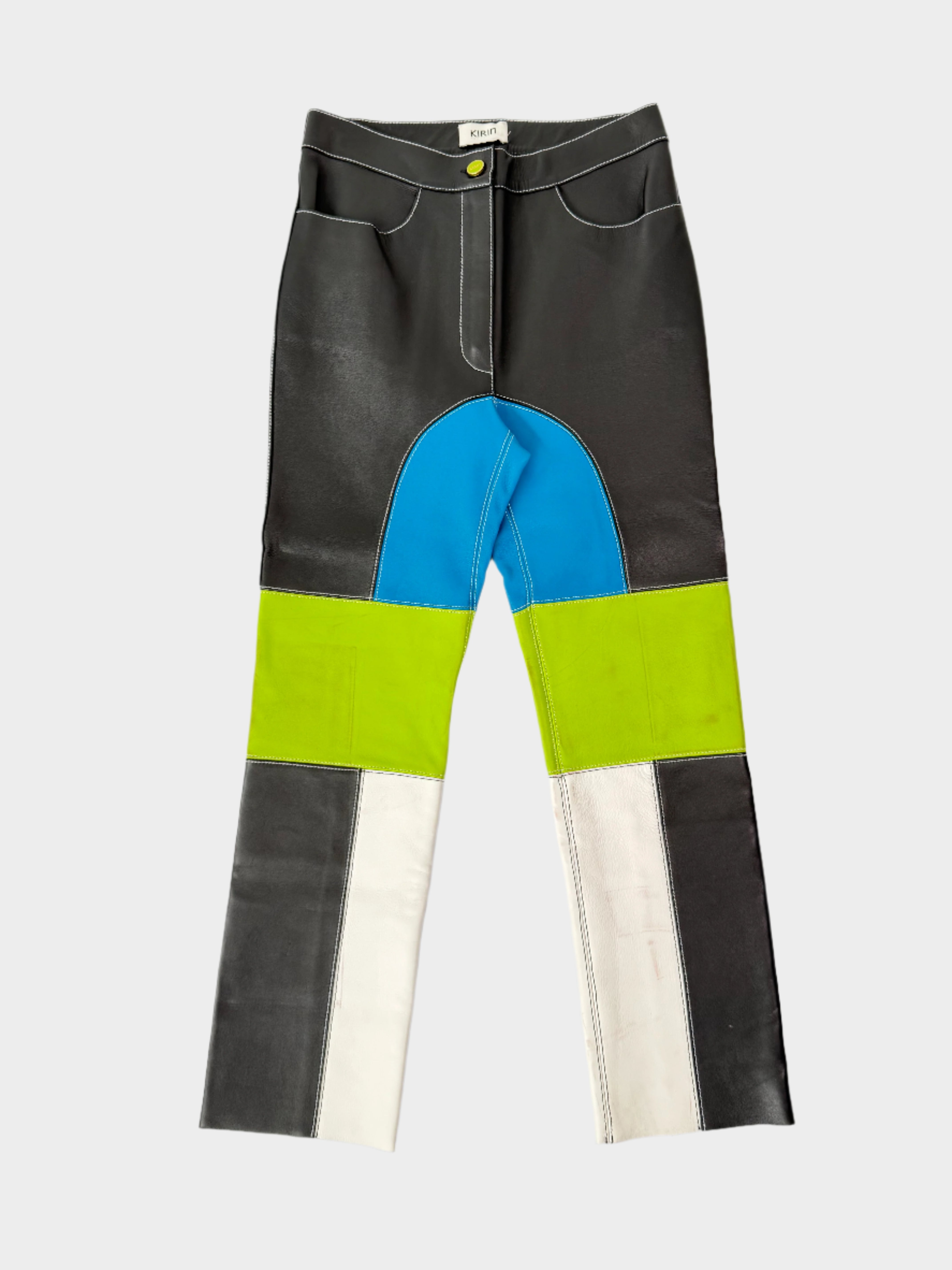  Pantaloni in pelle multicolor KIRIN Peggy Gou a gamba ampia vista frontale
