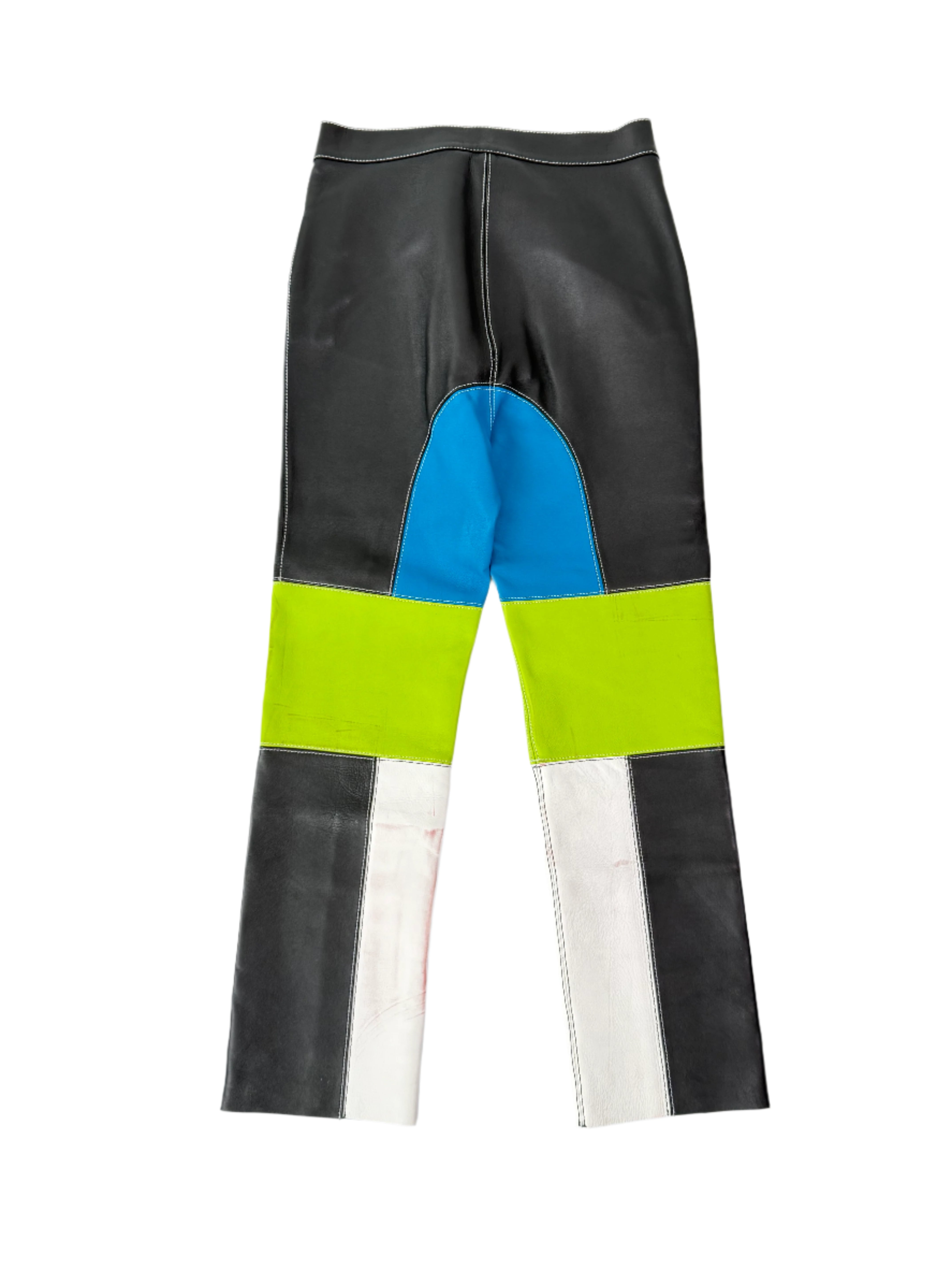 Pantaloni In Pelle Multicolor A Gamba Ampia