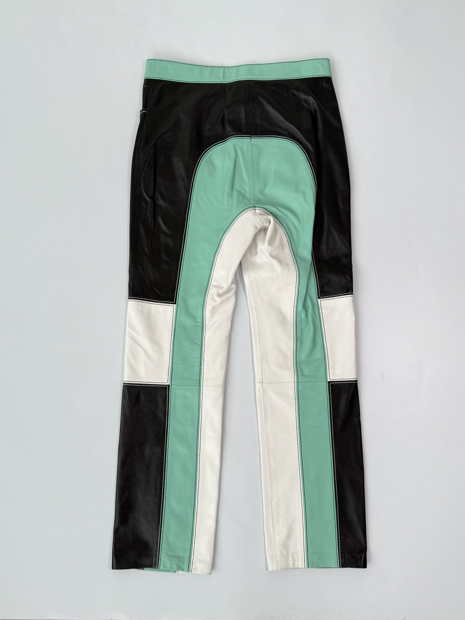 Pantaloni In Pelle Multicolor Verde Menta