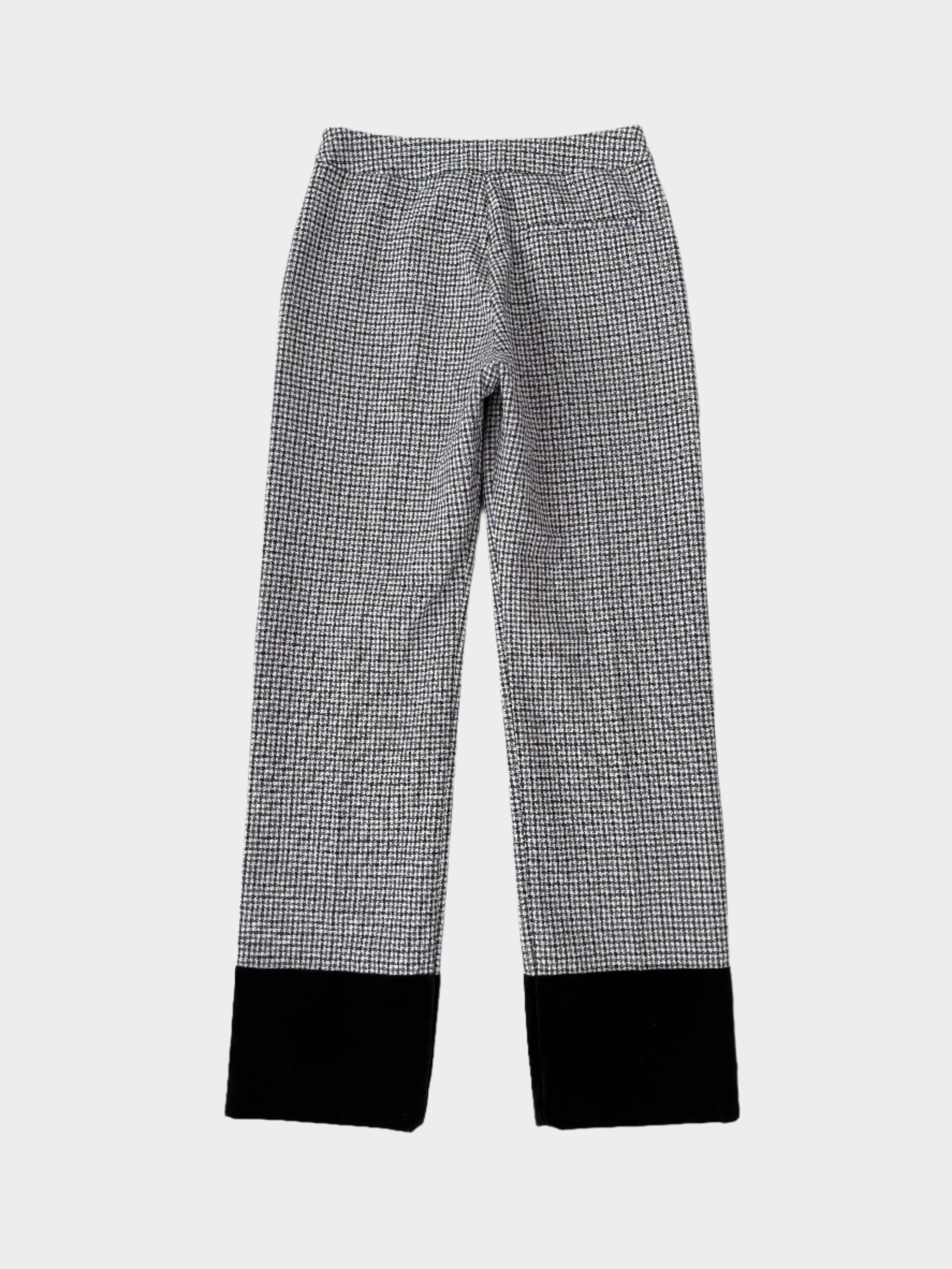 Black and White Checkered Trousers with Black Velvet Bottoms