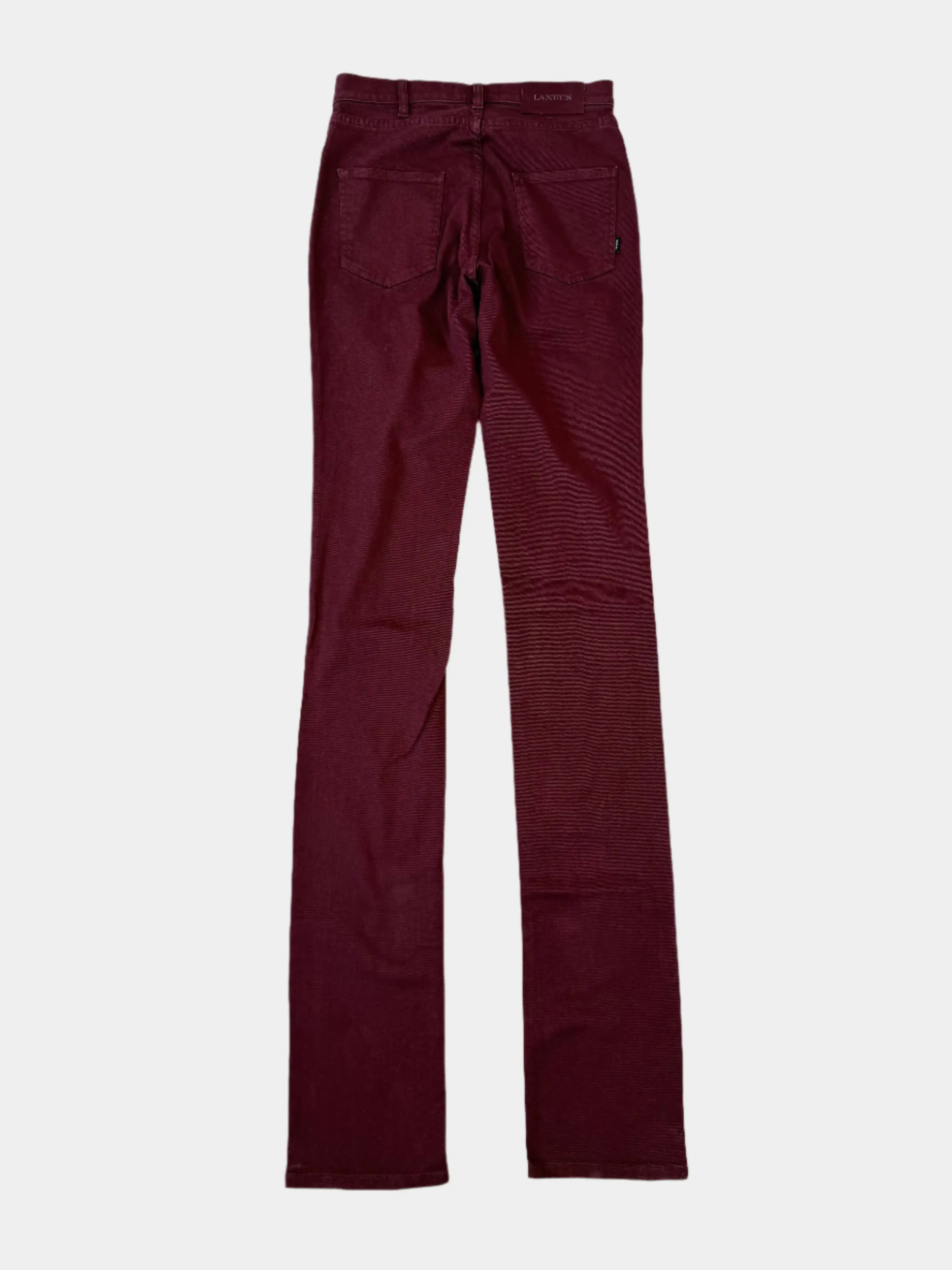 Pantaloni Slim Bordeaux In Cotone Stretch