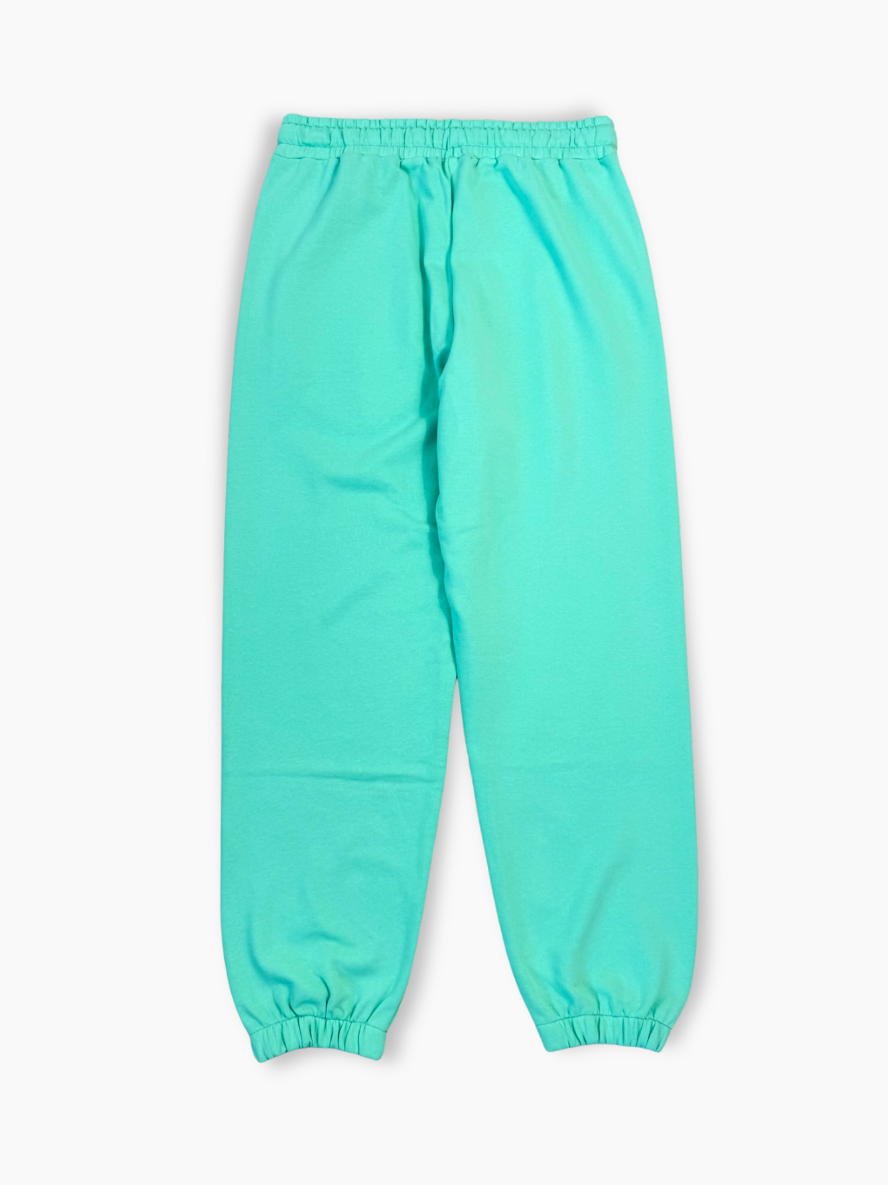 Dettaglio logo e stampa nera sui pantaloni Hinnominate verde menta