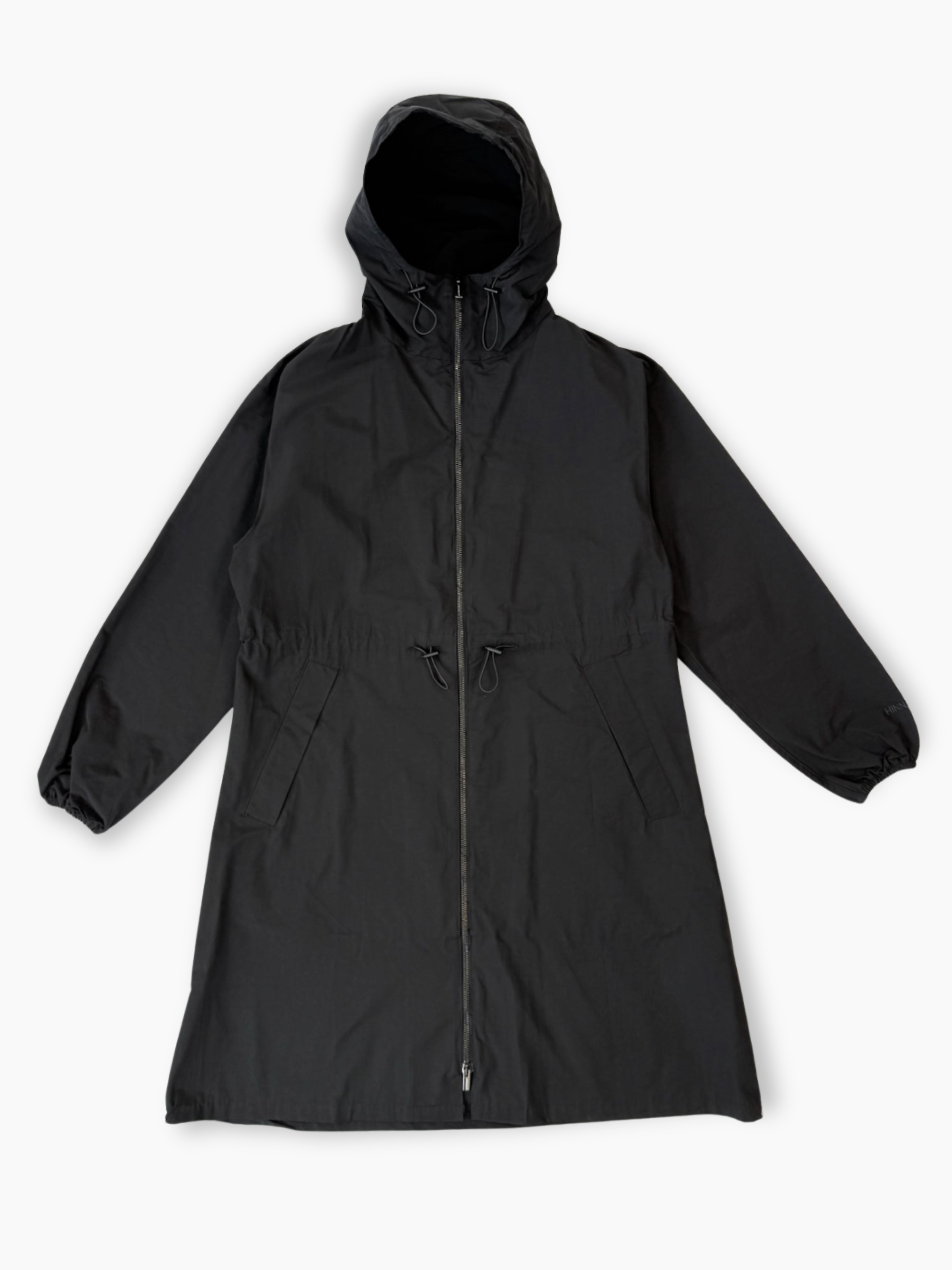 Parka nero lungo in nylon Hinnominate con cappuccio vista frontale