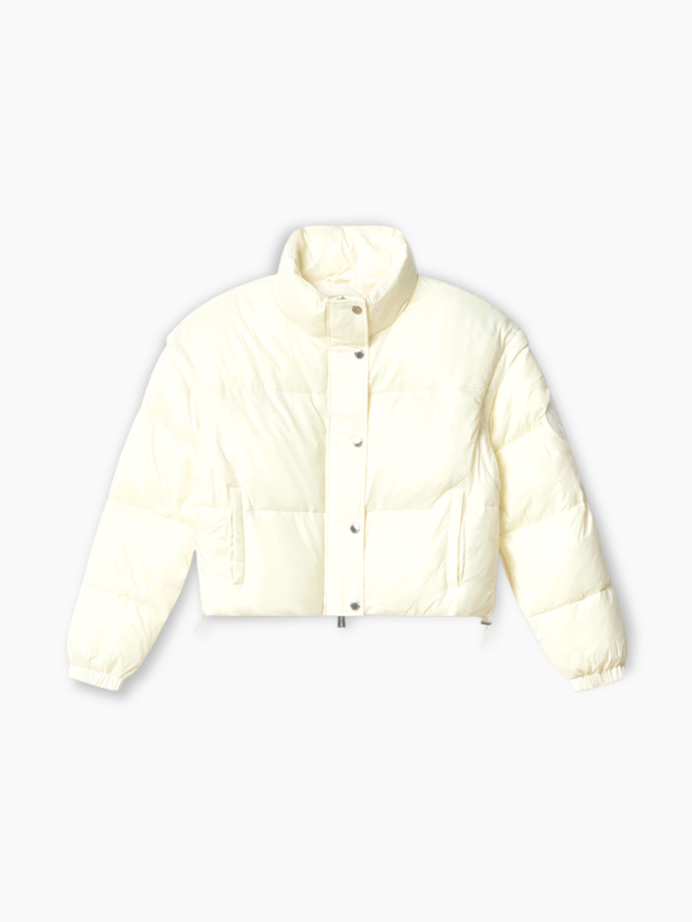 Piumino bianco panna corto Hinnominate con collo alto e chiusura zip