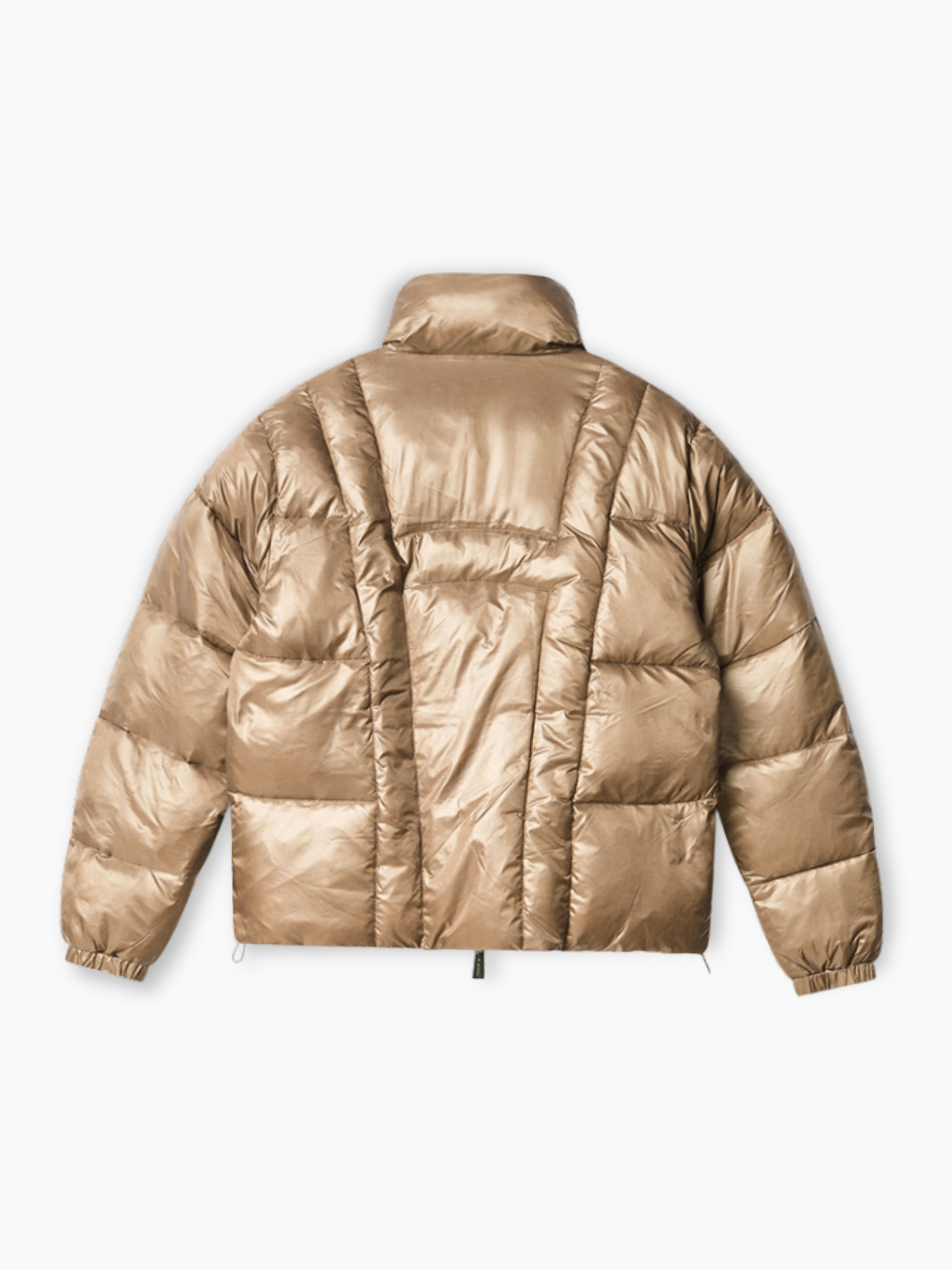 Piumino bronzo Hinnominate con collo alto e zip visto da dietro
