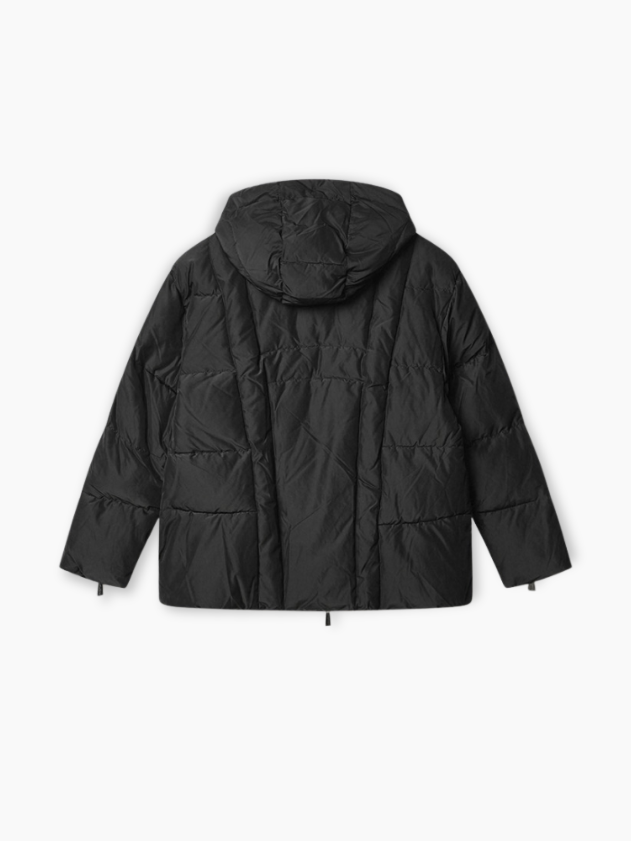 Piumino nero Hinnominate con cappuccio e zip visto da dietro