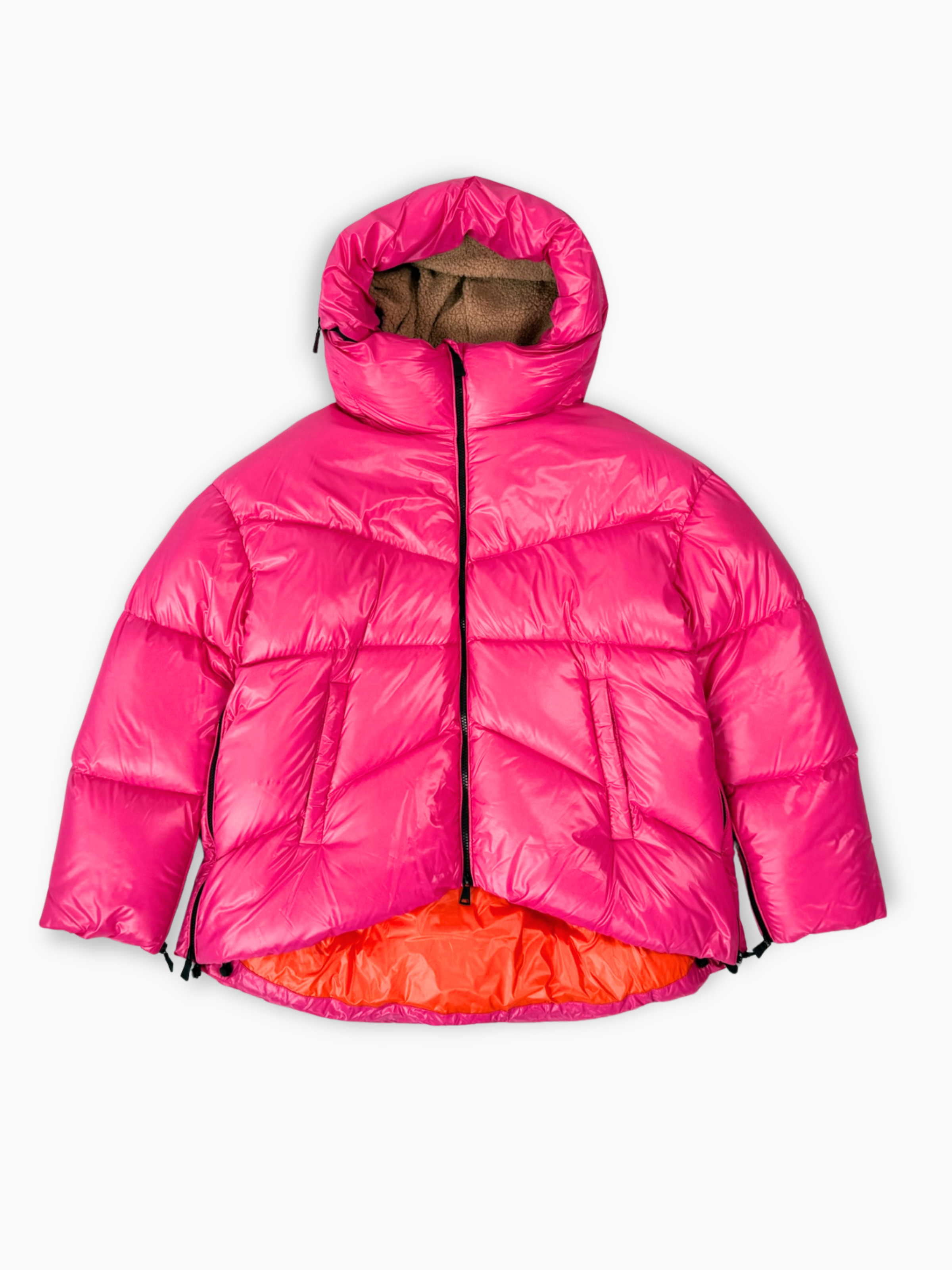 Piumino rosa ADD imbottito con cappuccio vista frontale