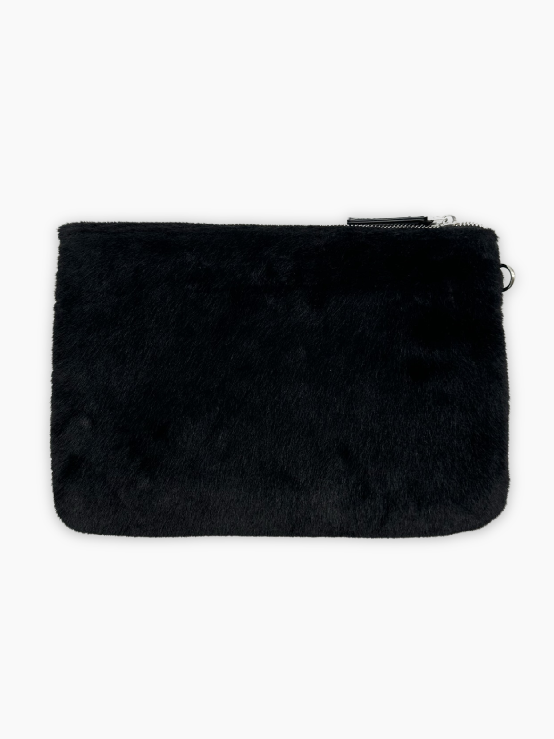 Pochette in ecopelliccia nera Hinnominate con ricamo frontale bianco