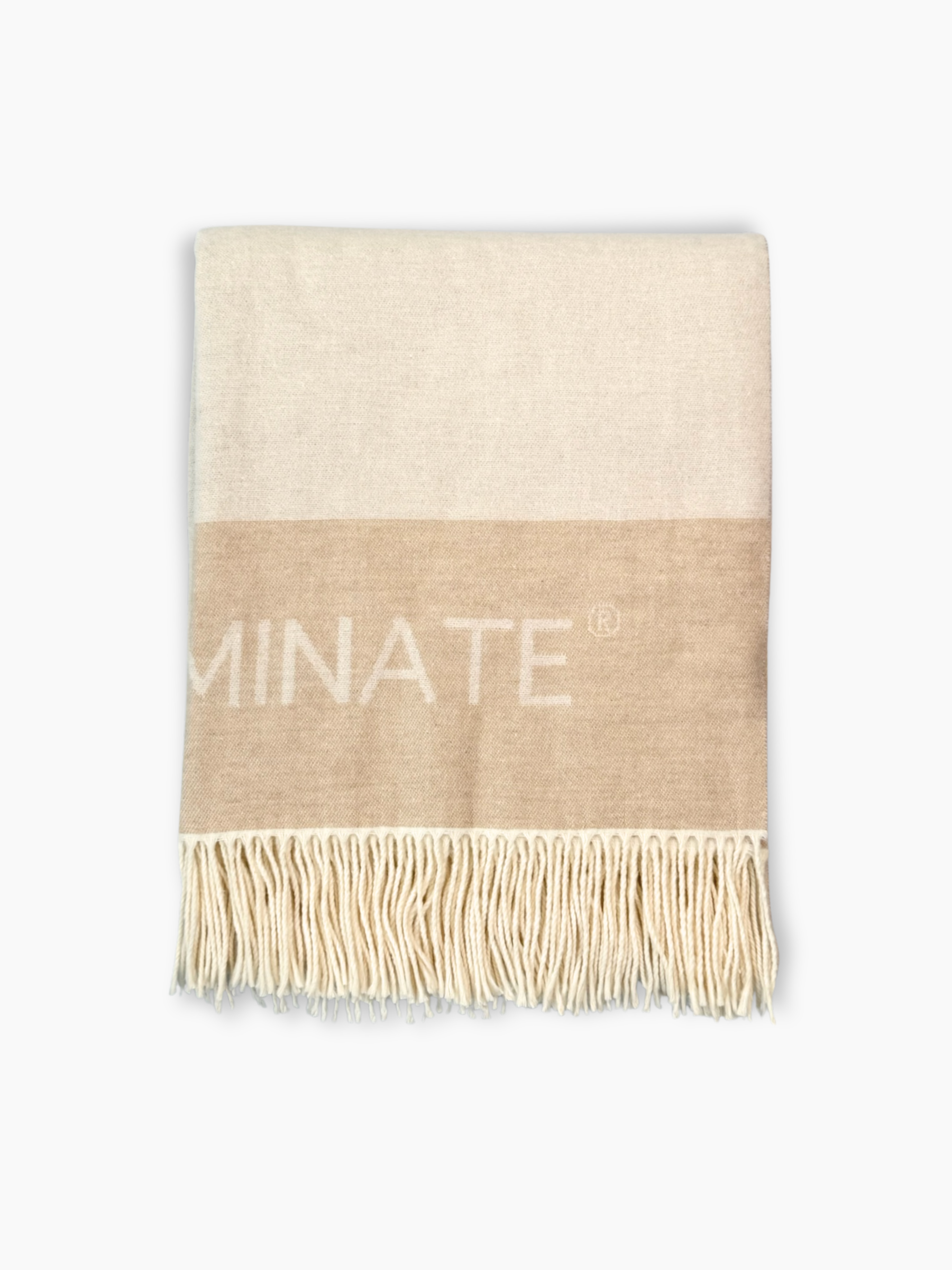 Poncho beige e panna Hinnominate con frange vista frontale