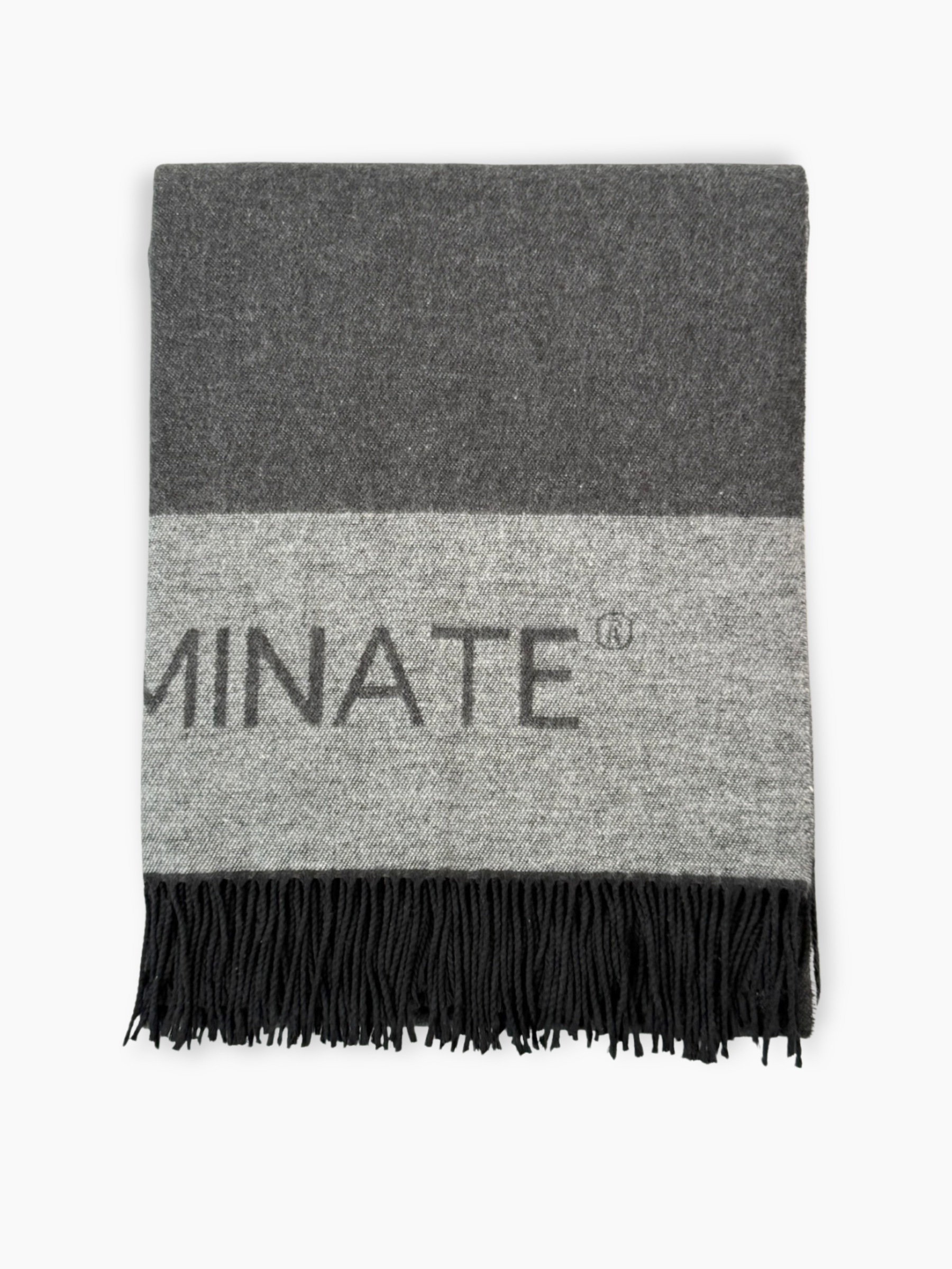 Poncho grigio Hinnominate con frange e logo a contrasto