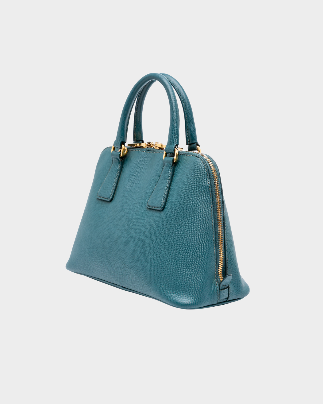 Borsa Prada In Pelle Saffiano Turchese Con Tracolla E Logo Oro