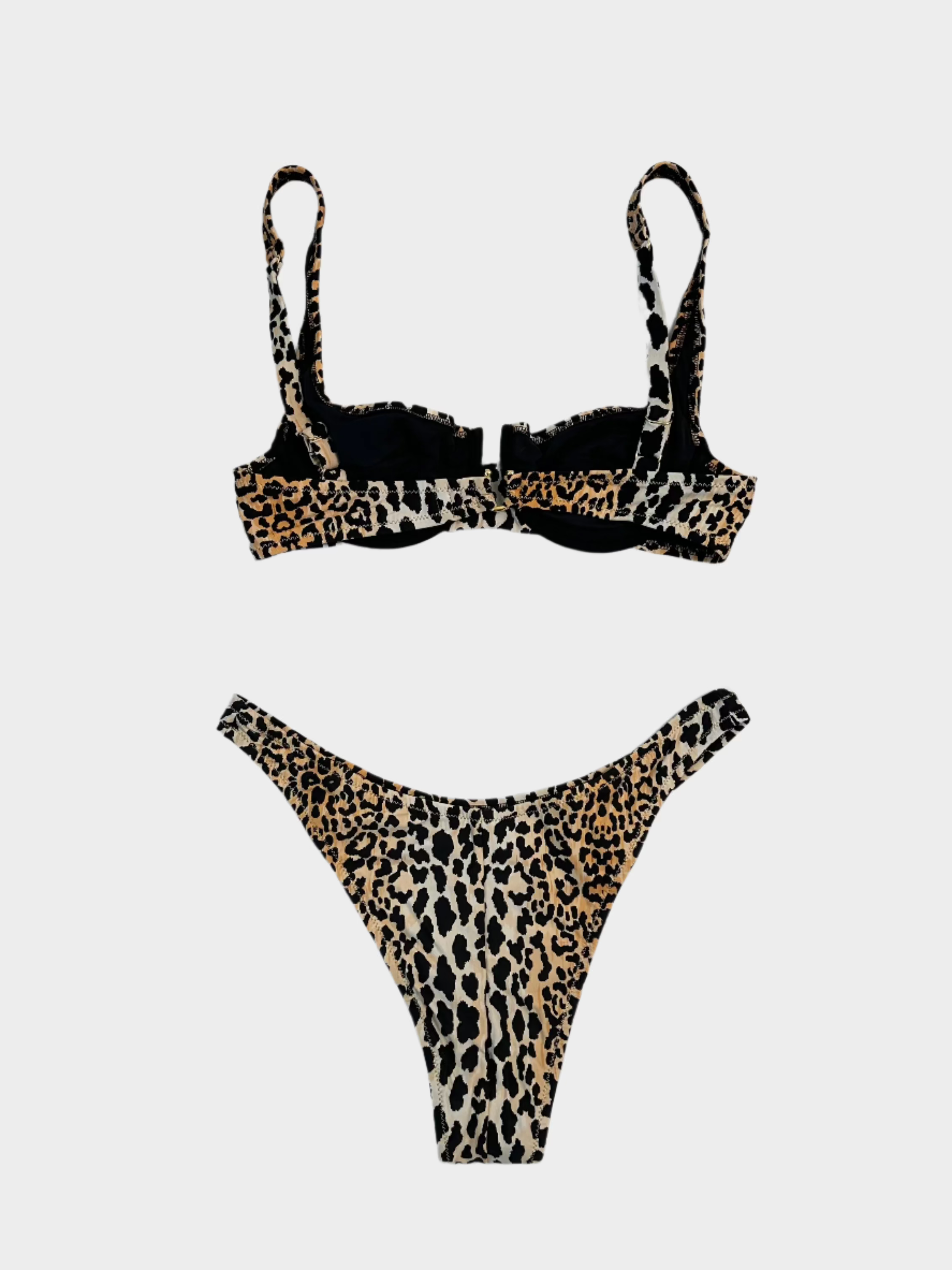 Vista posteriore del bikini con stampa animalier