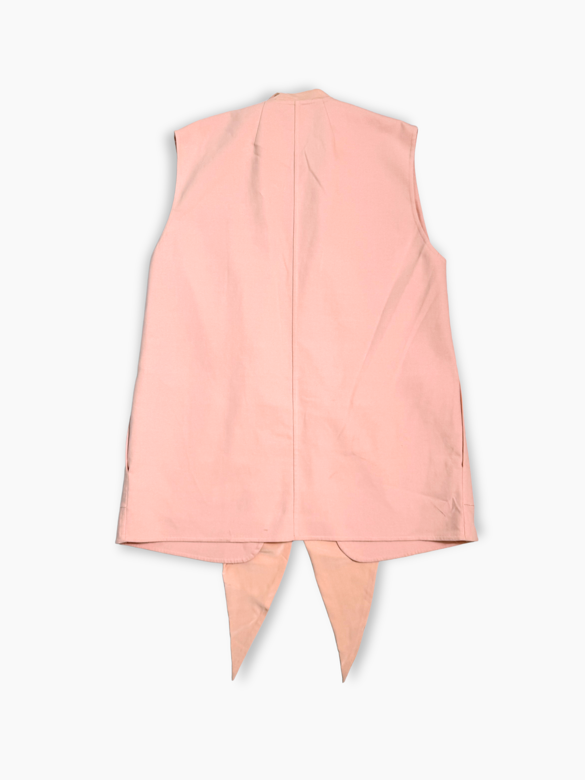 Retro gilet rosa senza maniche con dettaglio fiocco frontale elegante