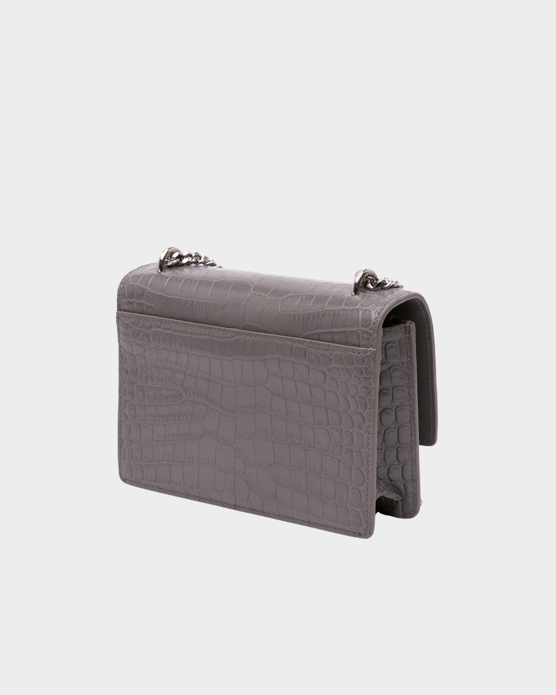 Borsa In Pelle Grigia Effetto Coccodrillo Con Logo YSL