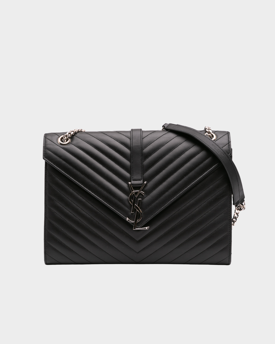Borsa In Pelle Chevron Con Logo YSL Argento