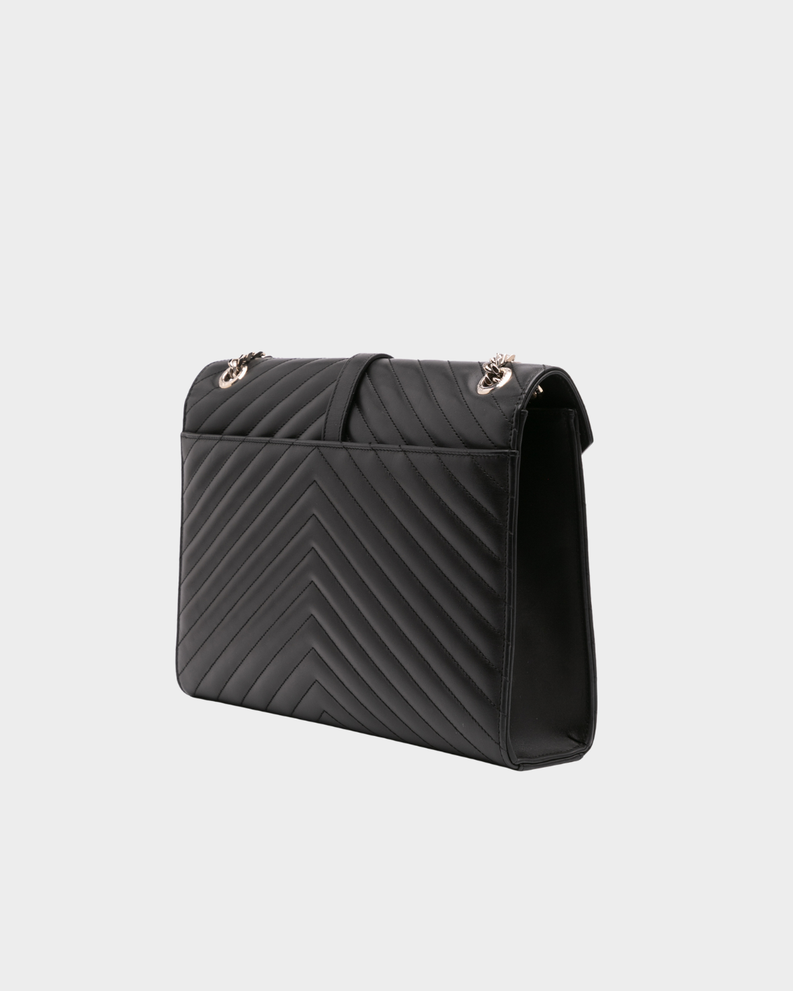 Borsa In Pelle Chevron Con Logo YSL Argento