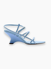 Blue Sandals with Straps and Sculptural Heel -  | dBlank