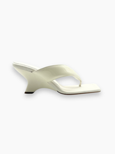 White Leather Sandals with Sculptural Wedge -  | dBlank