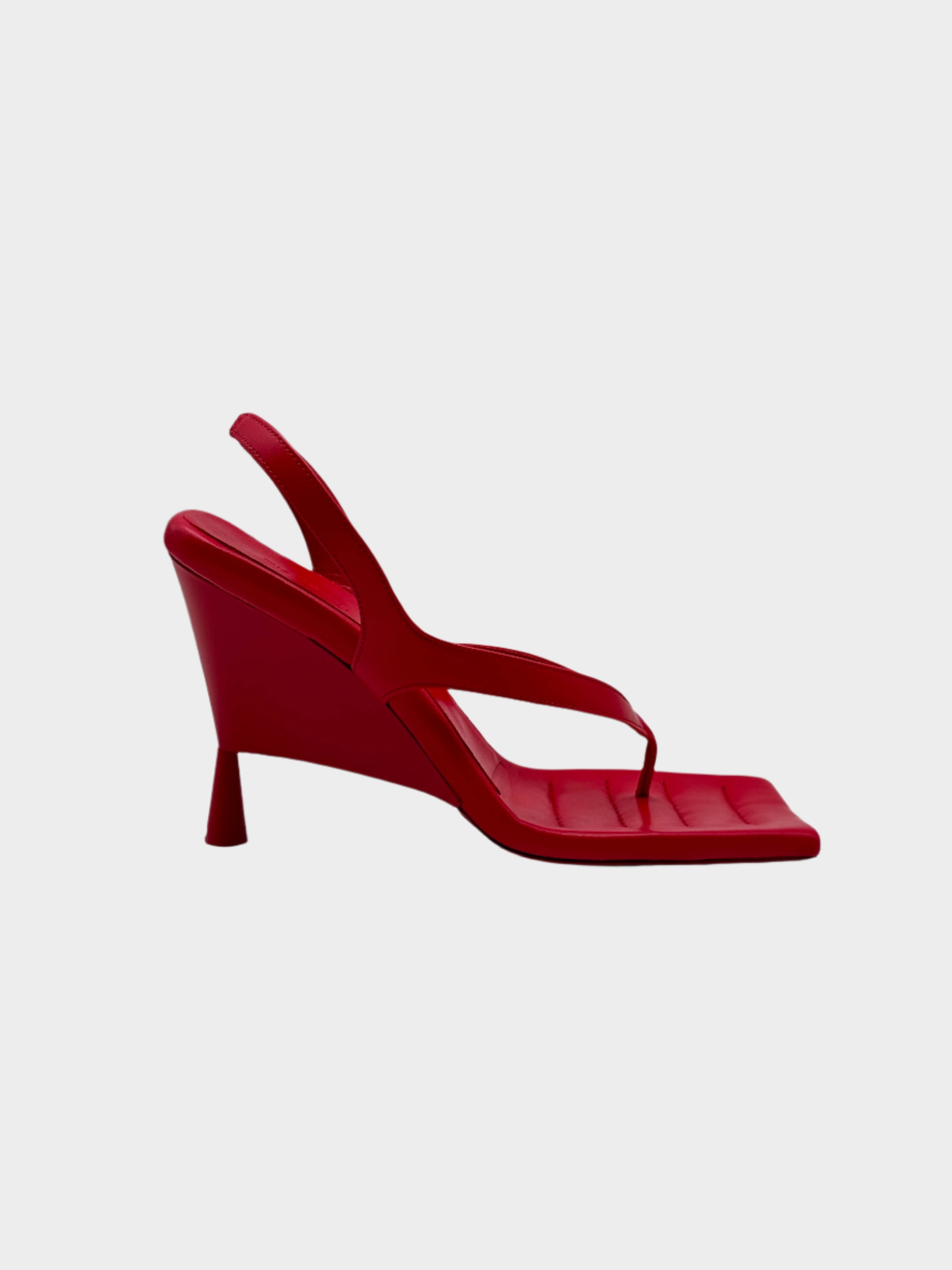 sandali rossi, sandali tacco alto, scarpe eleganti rosse, Gia Borghini, sandali pelle nappa

