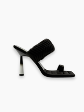 Black Satin Sandals with Braided Band -  | dBlank
