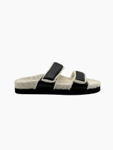 Cream Cotton Sponge Sandals with Black Inserts -  | dBlank