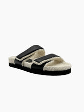 Cream Cotton Sponge Sandals with Black Inserts -  | dBlank