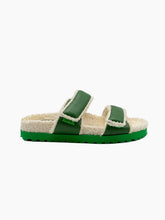 Cream Cotton Sponge Sandals with Green Inserts -  | dBlank