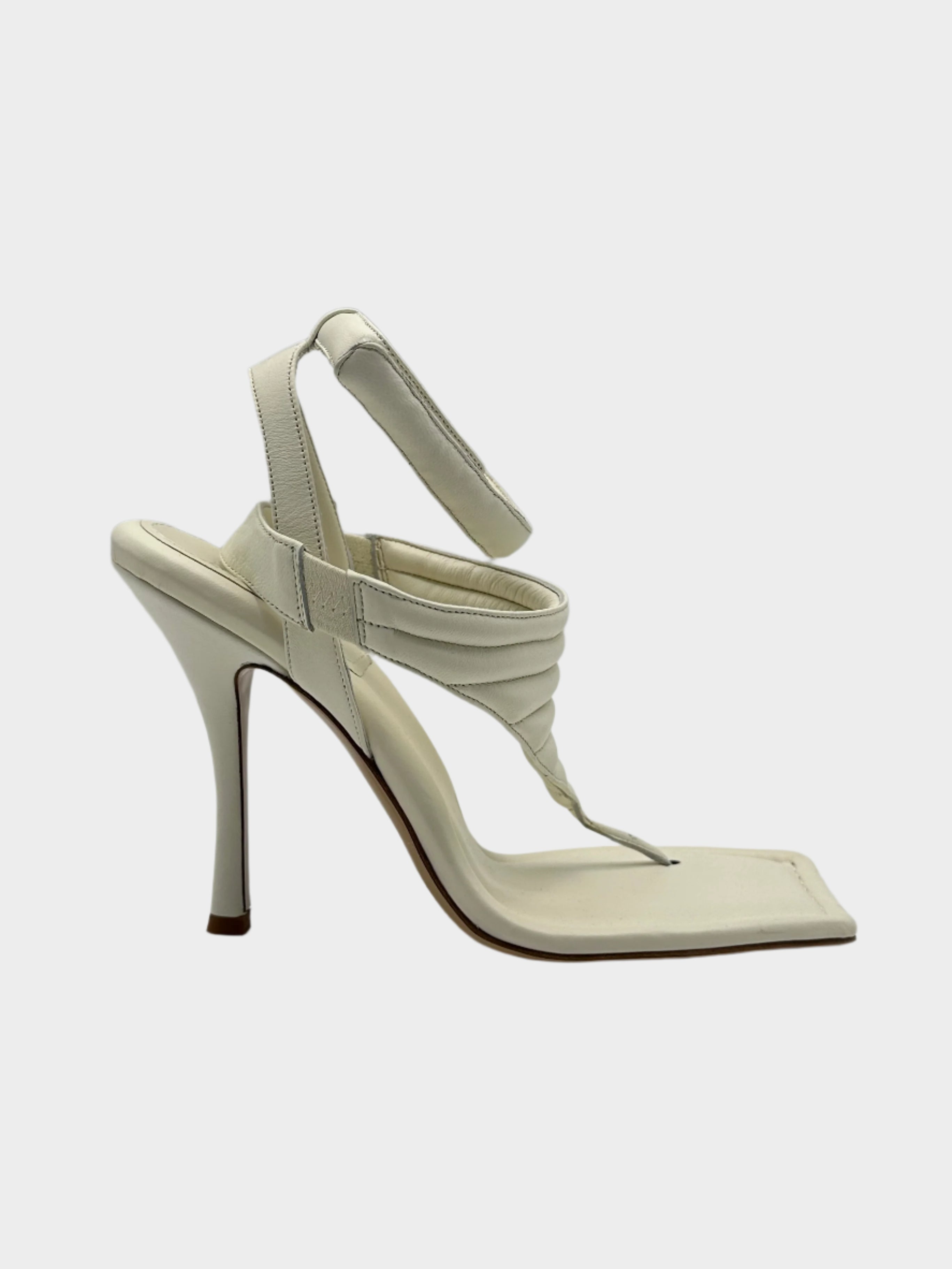 sandali avorio, sandali eleganti donna, scarpe tacco medio, Gia Borghini ivory, sandali in pelle

