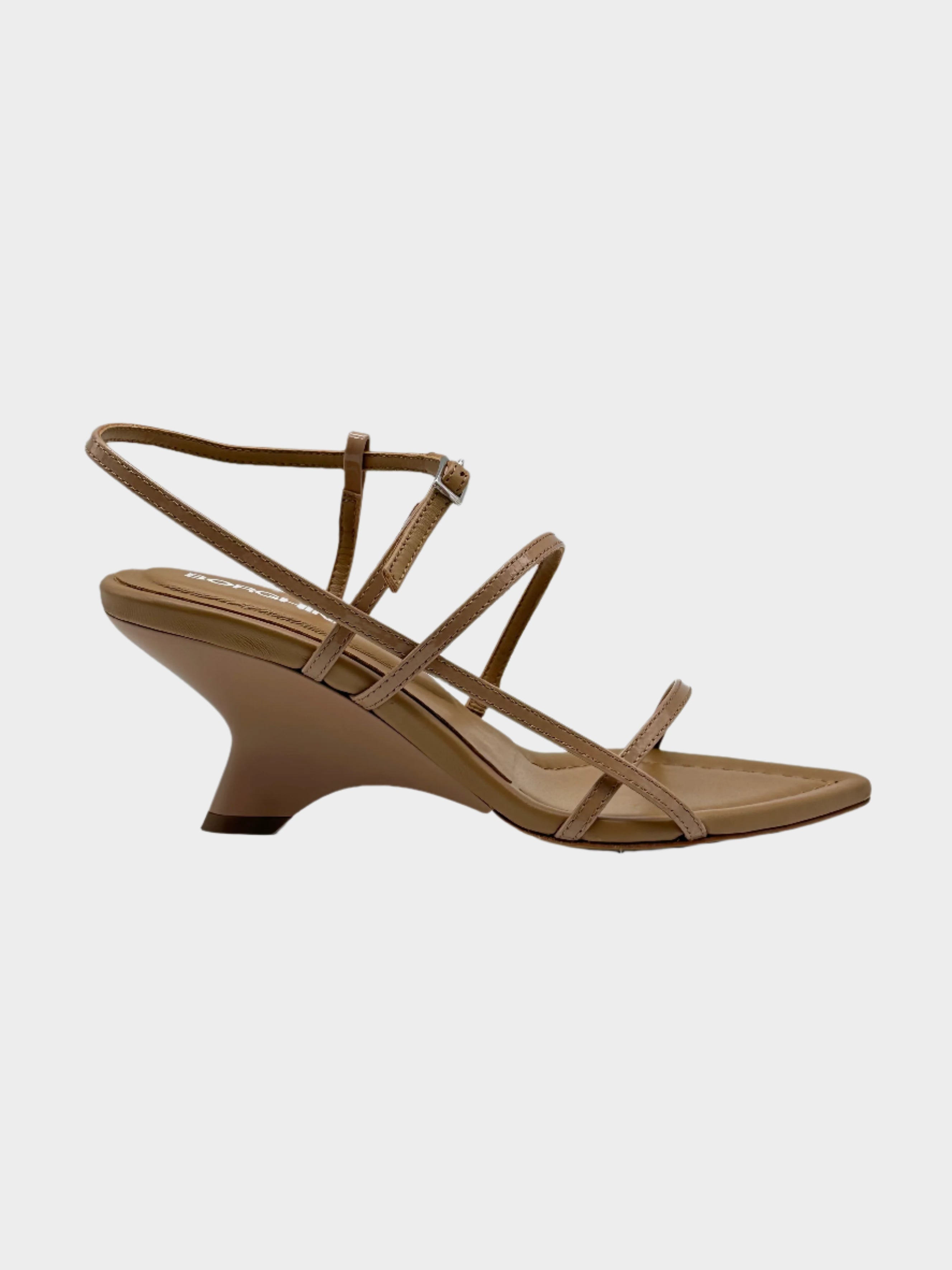 Gia Borghini, sandali walnut, sandali con tacco, scarpe plateau pelle, sandali eleganti donna

