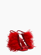 Sandali Rossi Con Piume - Rosso | Qlhype
