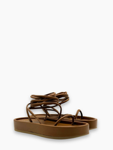 Brown Leather Low Sandal with Laces -  | Qlhype