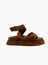 Sandalo In Pelle Scamosciata Marrone Con Zeppa -  | dBlank