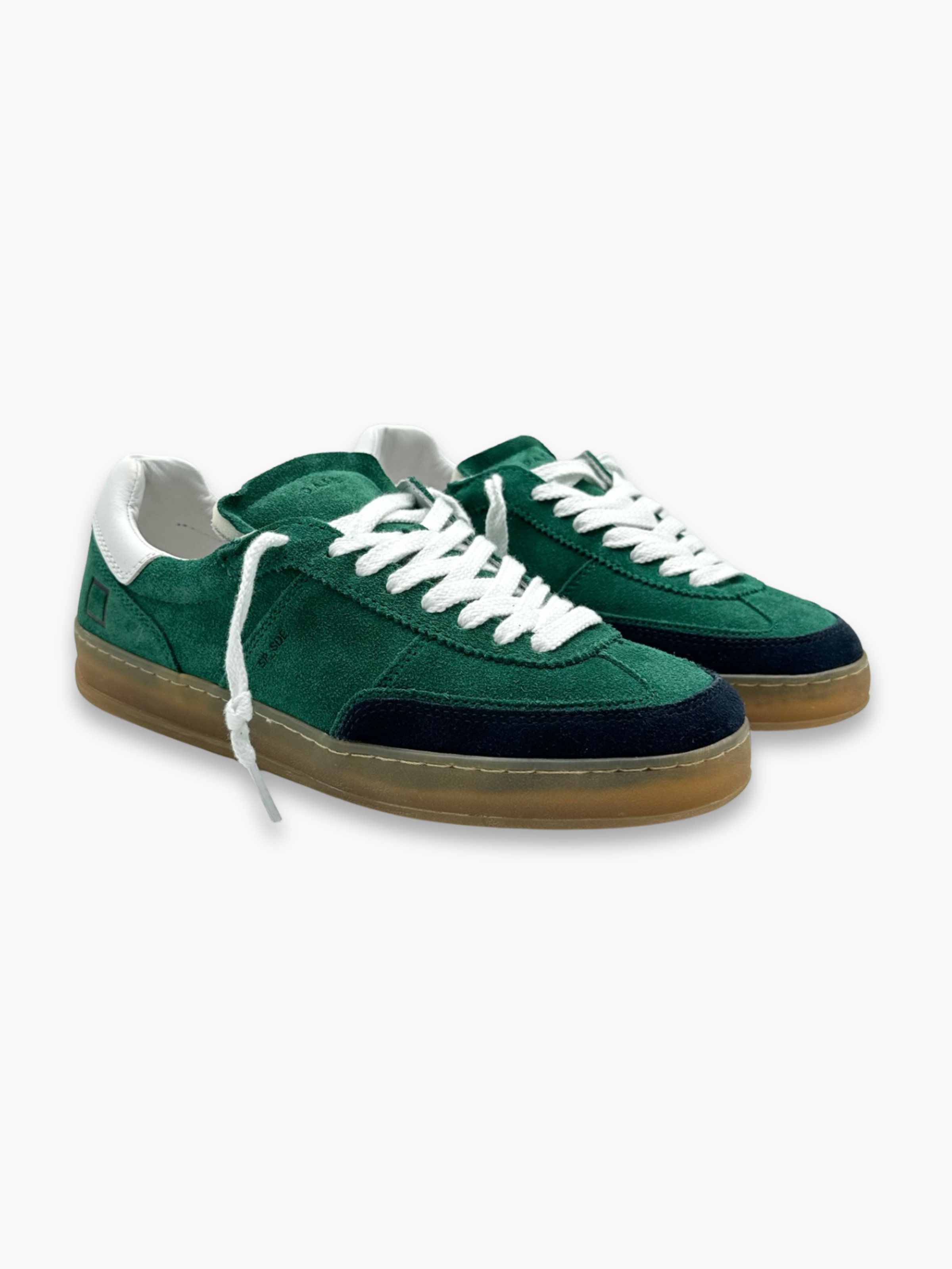 Scarpe uomo D.A.T.E. in camoscio verde e blu dal design casual e vintage