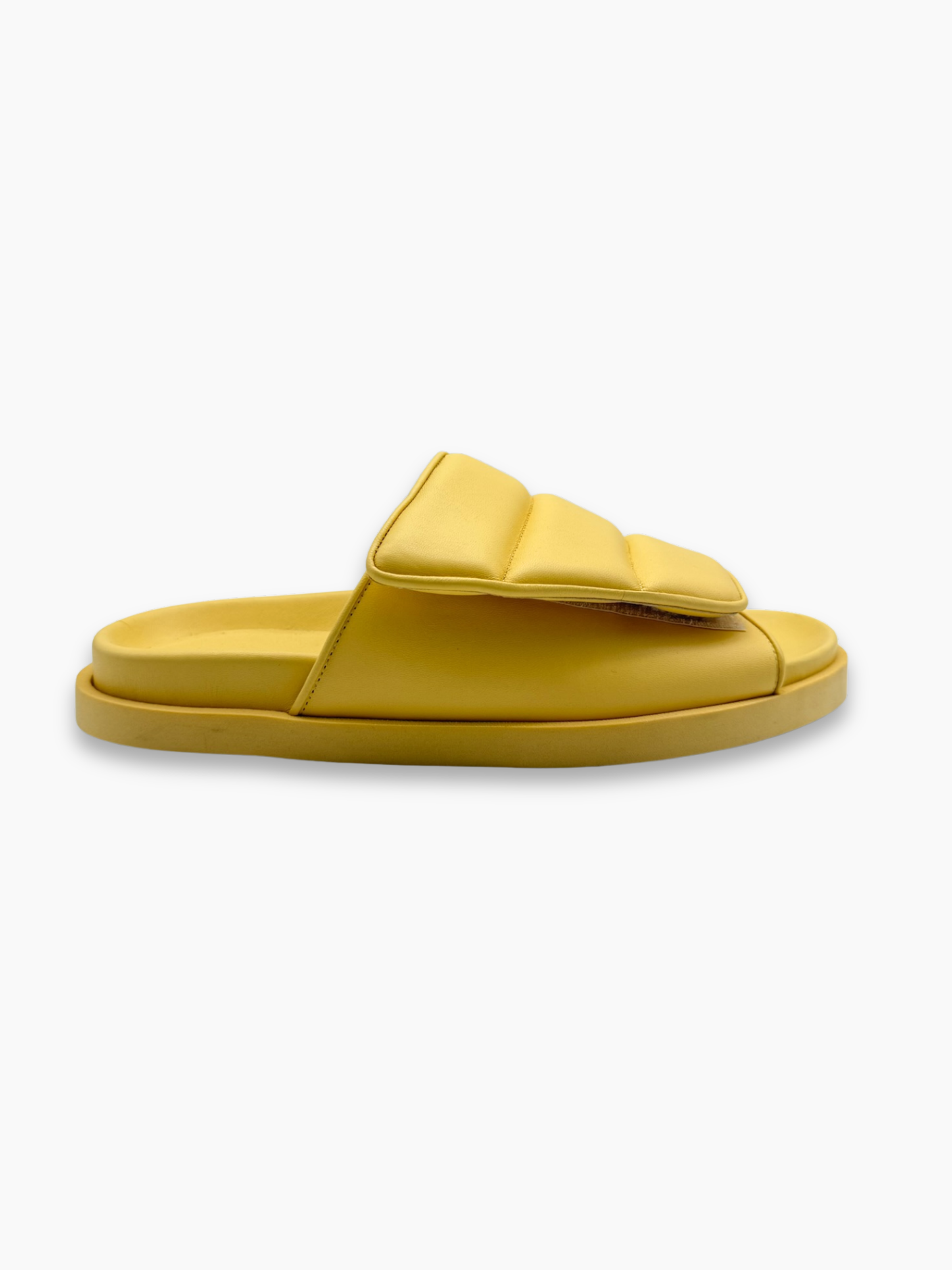 Slide Gia Borghini gialle in pelle butter con fascia imbottita regolabile