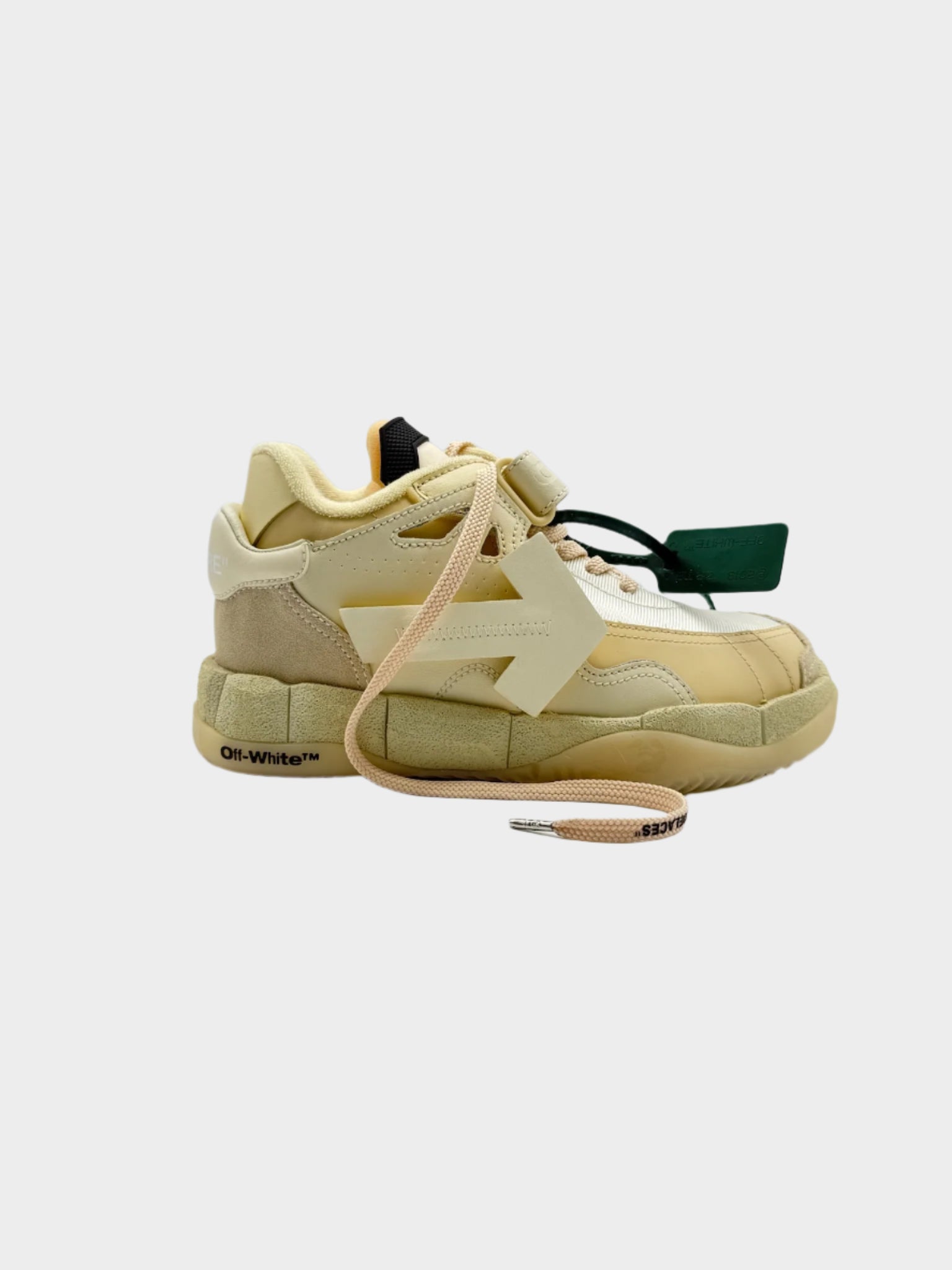 Sneaker Off-White Low Top Puzzle Couture beige vista laterale