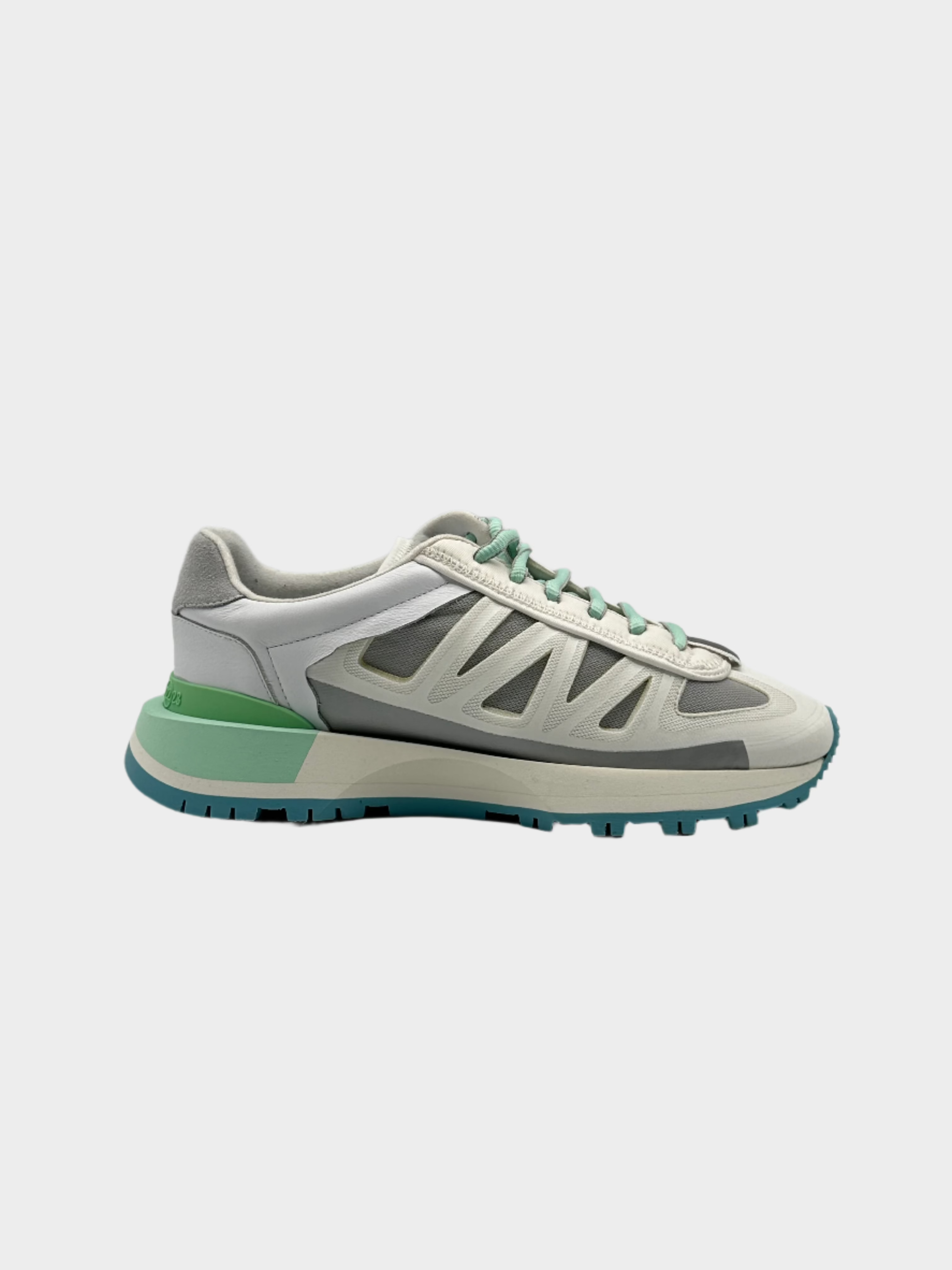 sneaker chunky uomo, scarpe Maison Margiela azzurre, running tecnica moda, sneakers bianche uomo, scarpe sportive design


