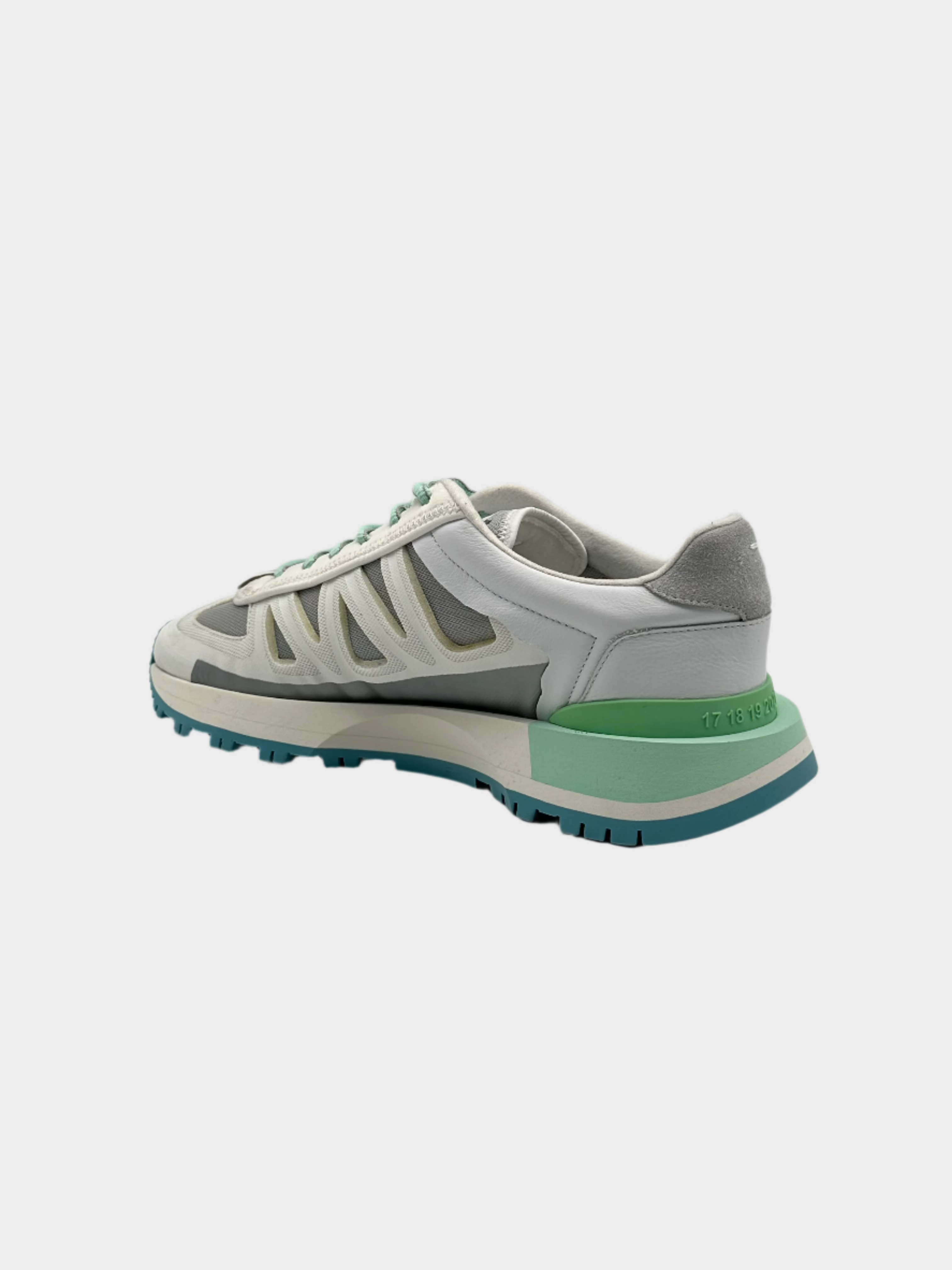 Sneaker Running Style Multimateriale Con Suola Chunky Bianco/Azzurro