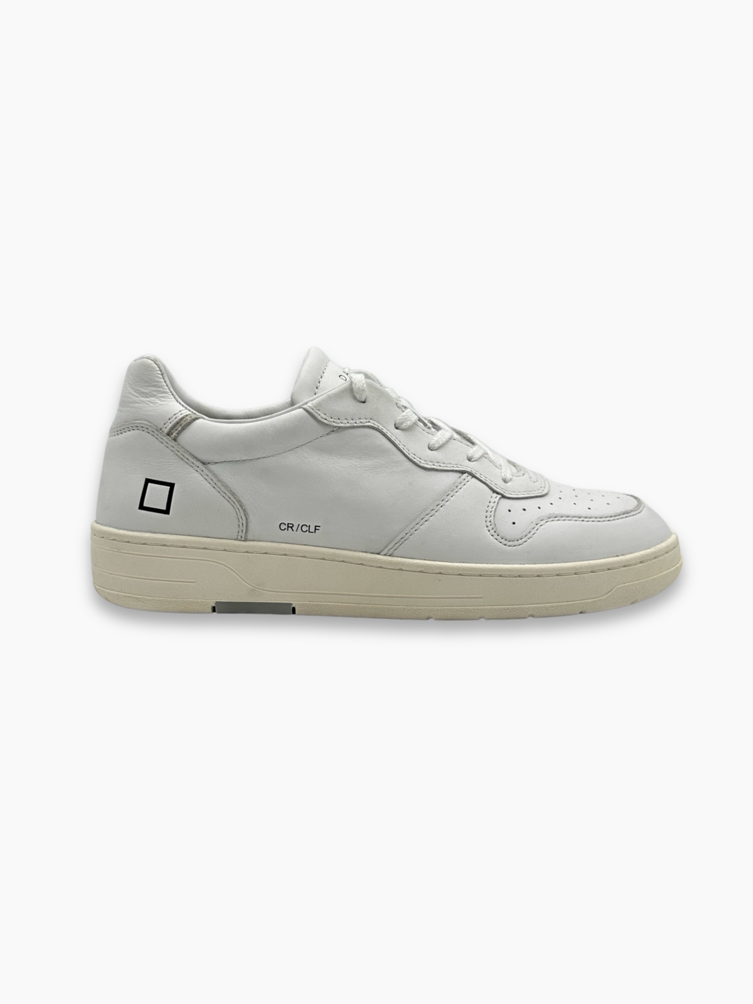 Sneakers bianche in pelle con suola beige D.A.T.E. vista laterale