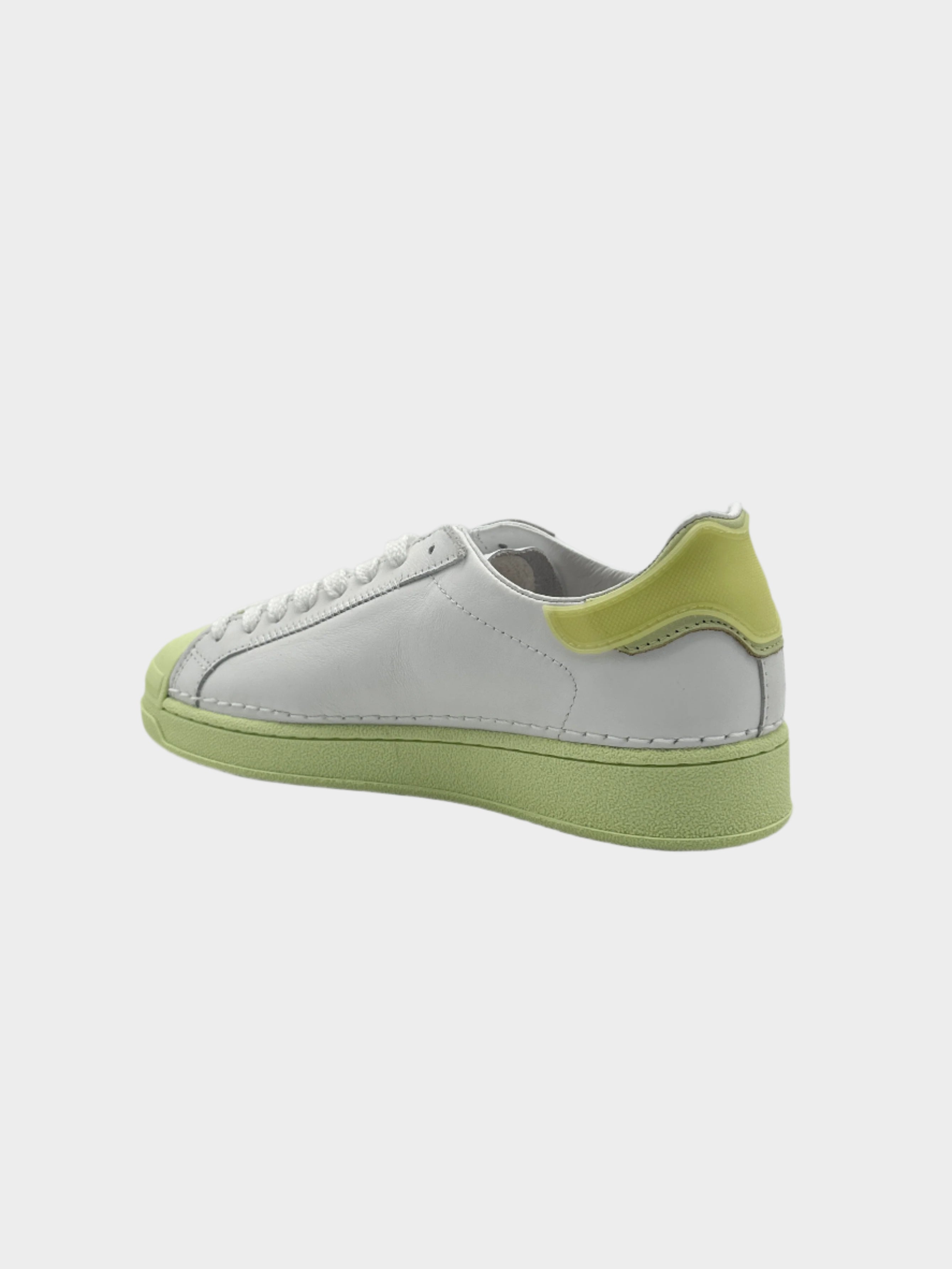 Sneakers Base Island White-Mint In Pelle Con Suola Verde