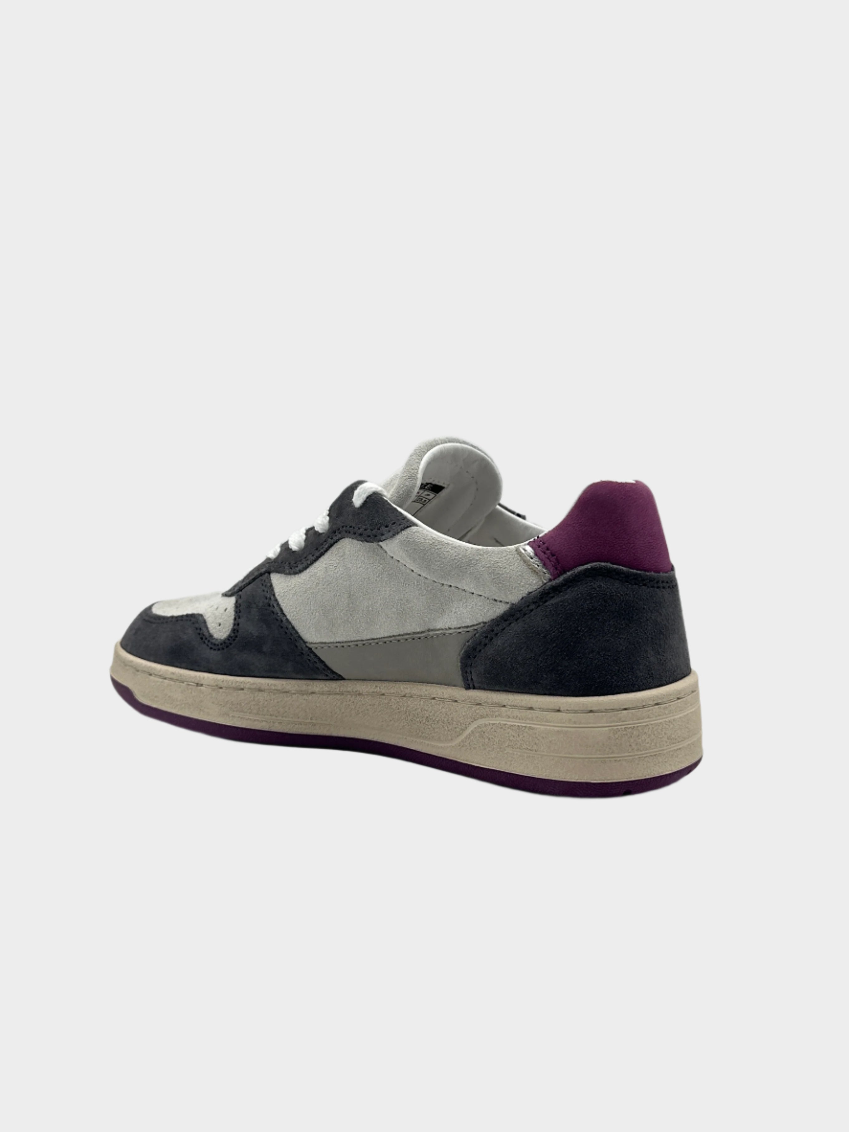 Sneakers Court 2.0 Vintage Calf White-Purple In Pelle E Suede
