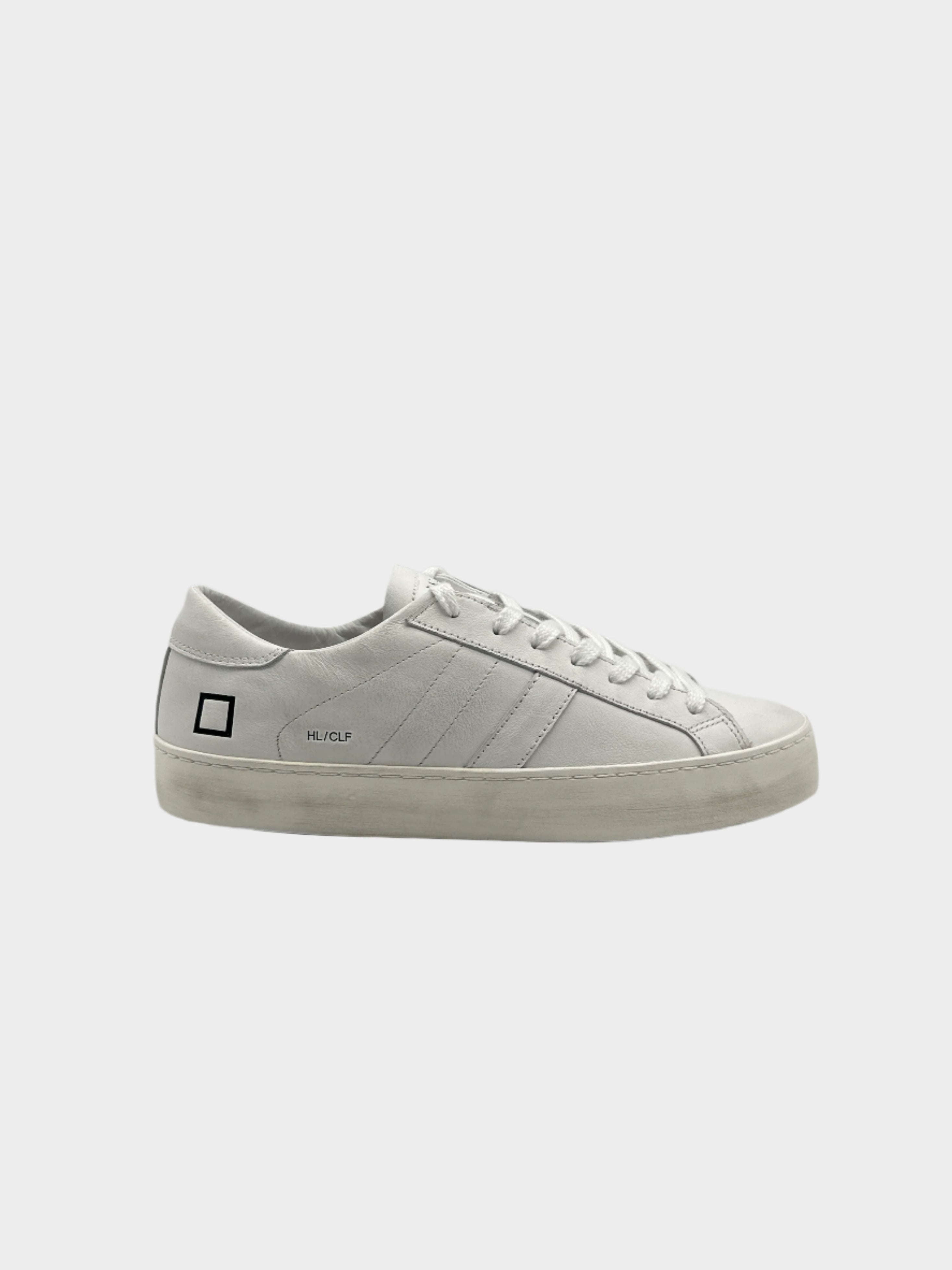 sneakers D.A.T.E. uomo, hill low bianca, scarpe pelle bianca, sneakers minimal, D.A.T.E. calf white

