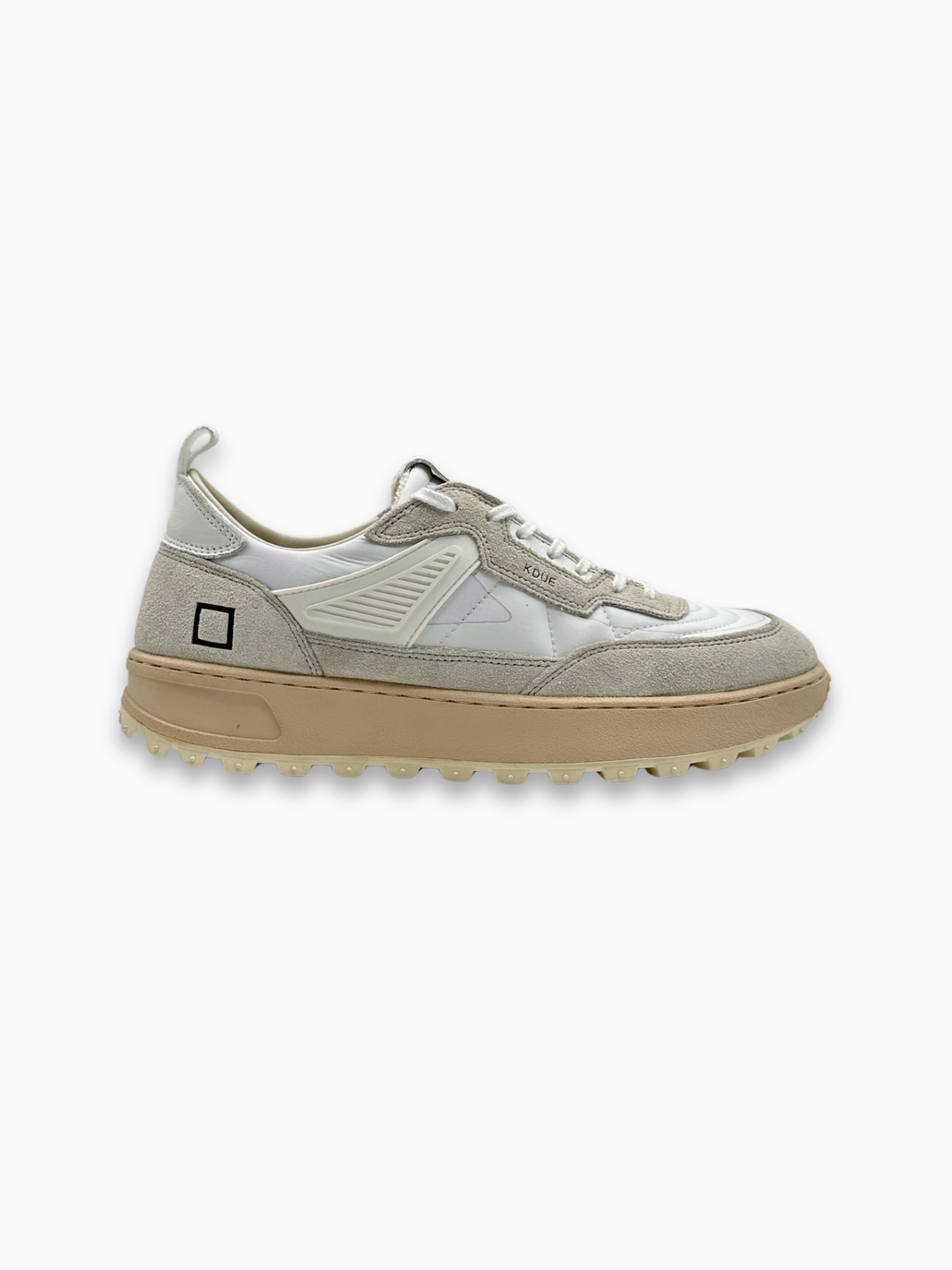 Sneakers uomo D.A.T.E. bianche e beige con suola chunky vista laterale