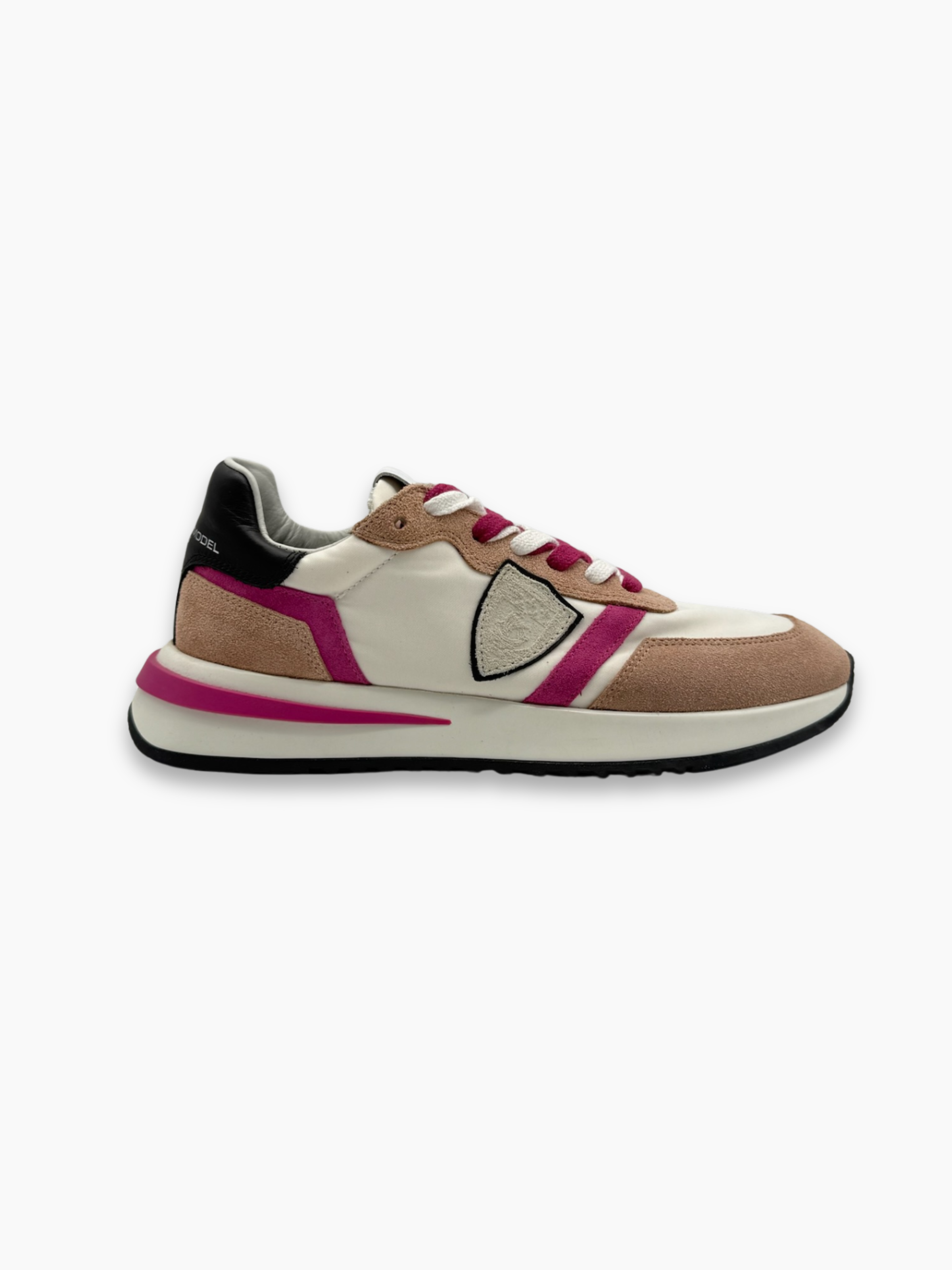 Sneakers Philippe Model TYLDW007 bianche e rosa vista laterale