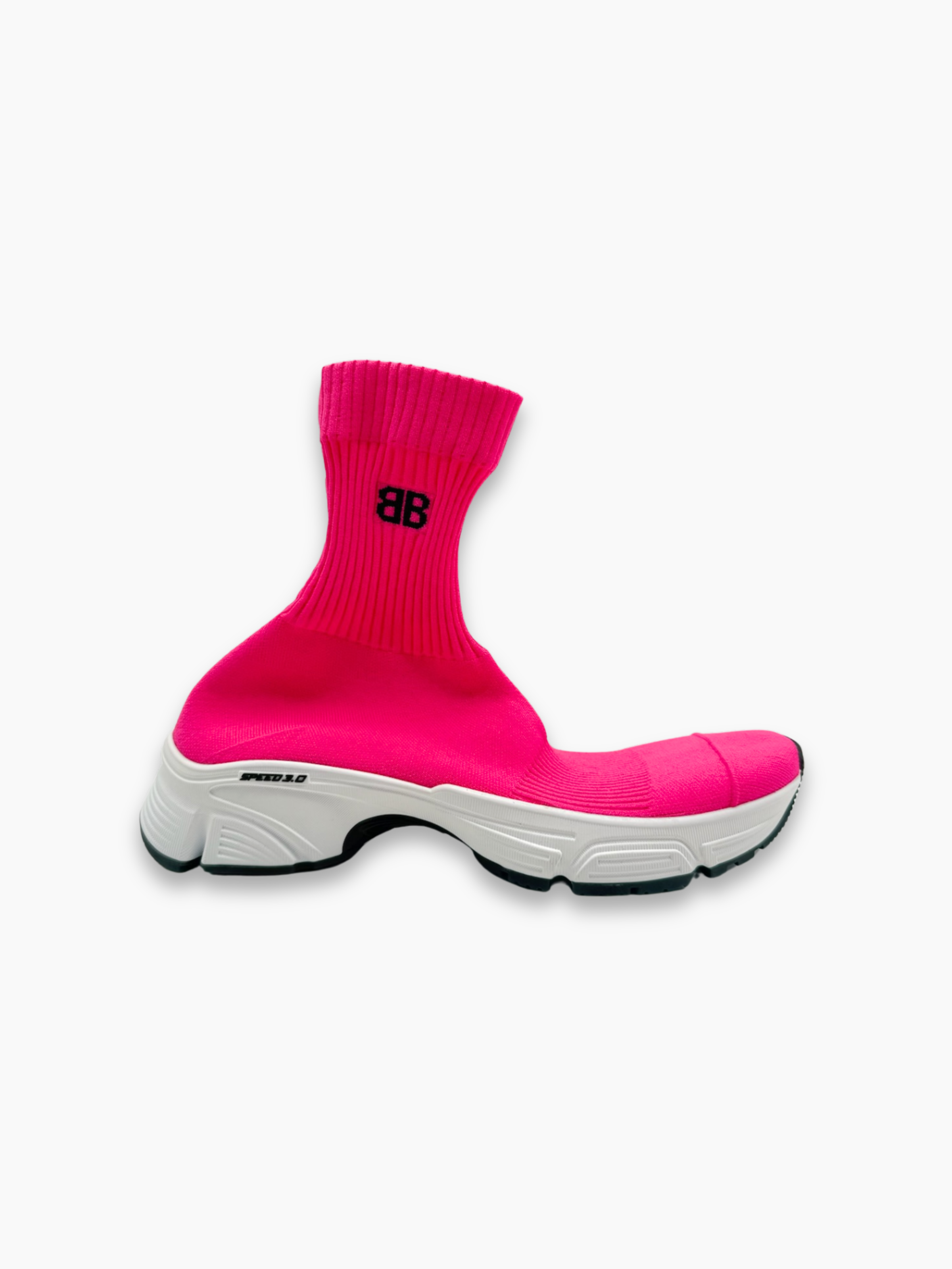 Sneakers Balenciaga in maglia stretch rosa fluo con design sock fit e suola chunky