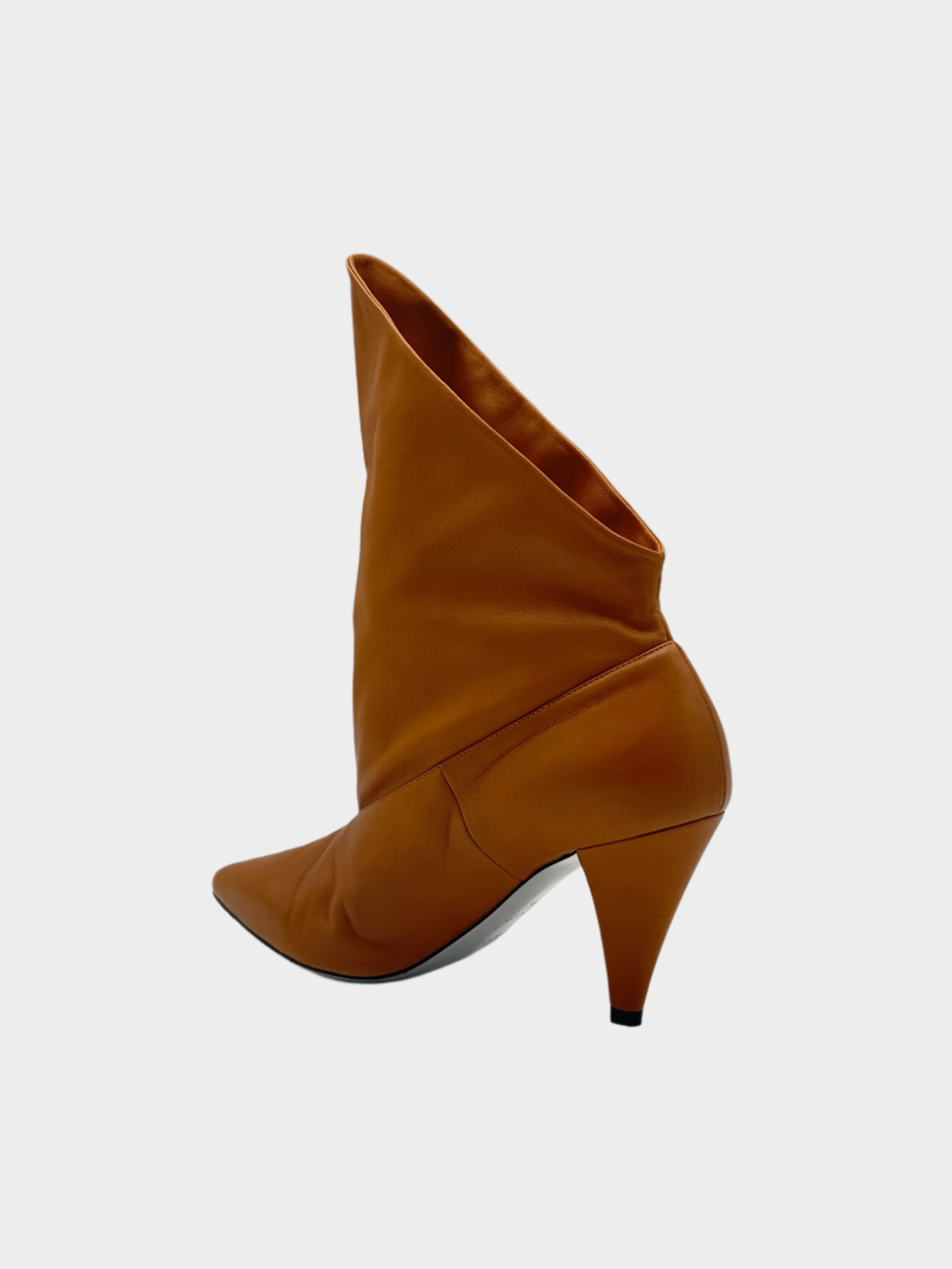 Stivaletti Soft In Pelle Caramello Con Tacco Alto