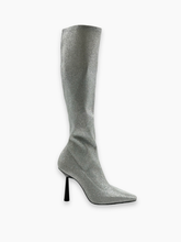 Silver Glitter Stiletto Heel High Boots -  | dBlank