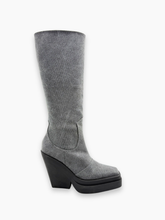 Grey Denim Wedge High Boots -  | dBlank