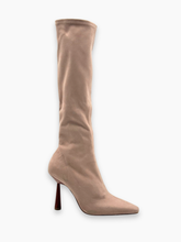 Taupe Fabric High Boots With Pointed Toe -  | dBlank