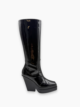 Black Patent Leather Wedge High Boots -  | dBlank